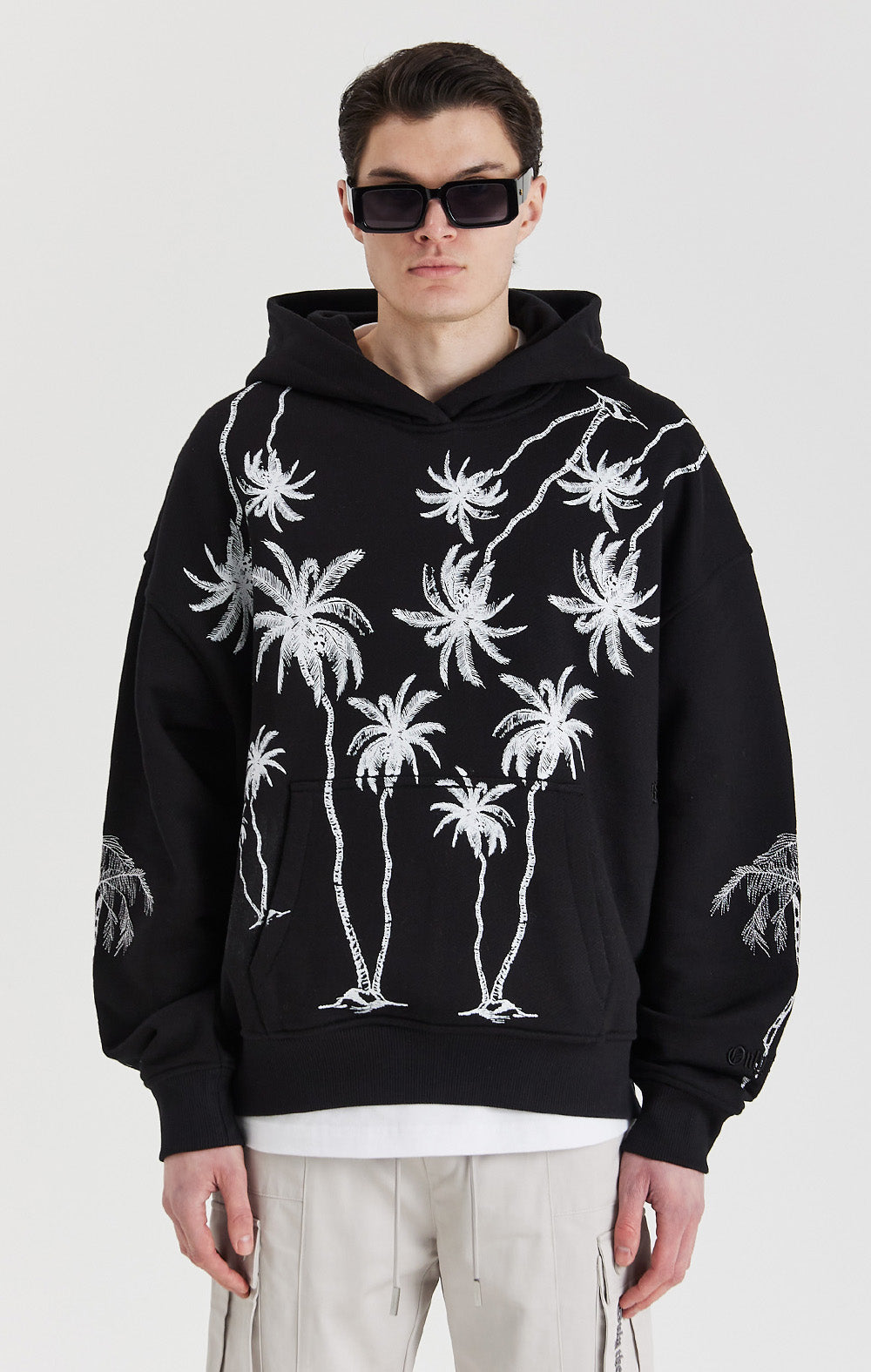 Black Mono Palm Hoodie