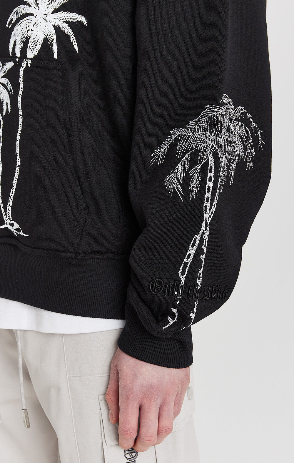 Black Mono Palm Hoodie