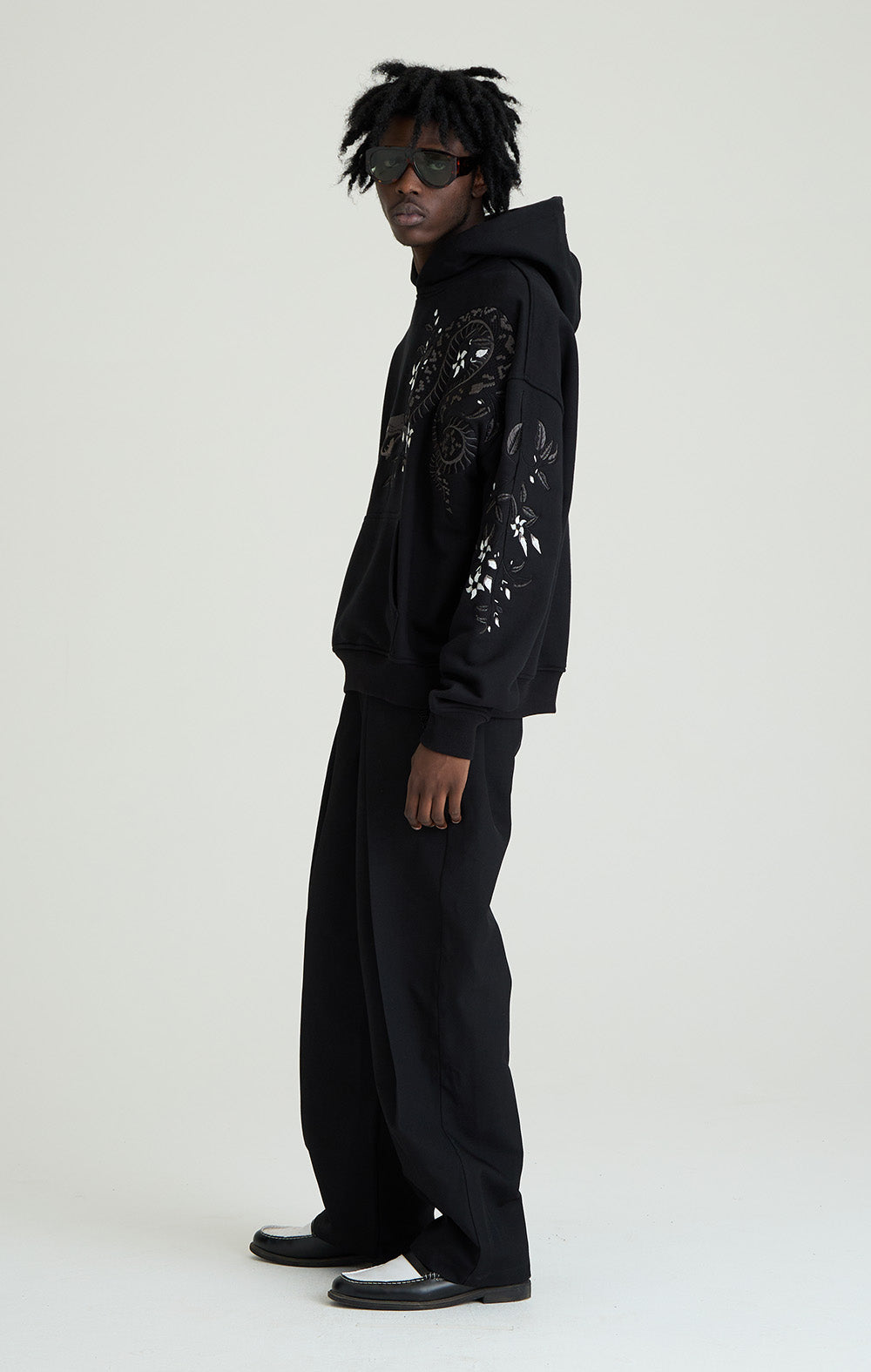 Night Python Embroidered Hoodie