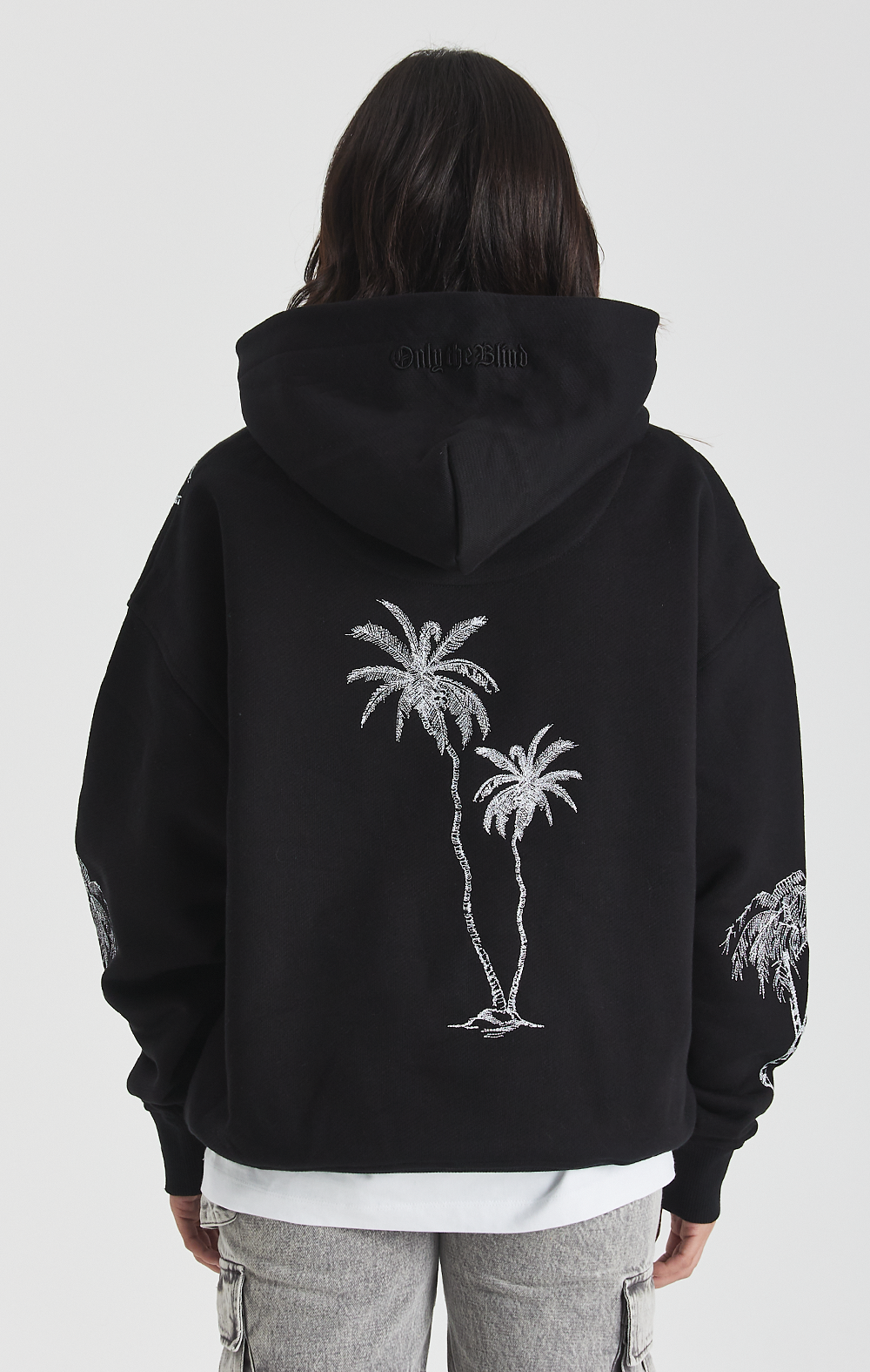 Black Mono Palm Hoodie