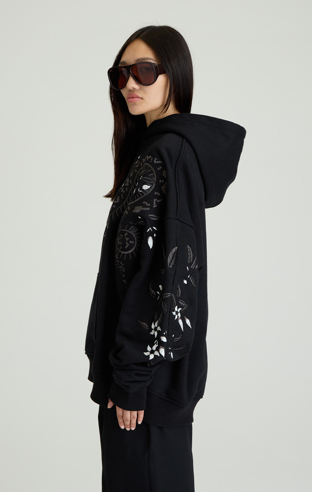 Night Python Embroidered Hoodie
