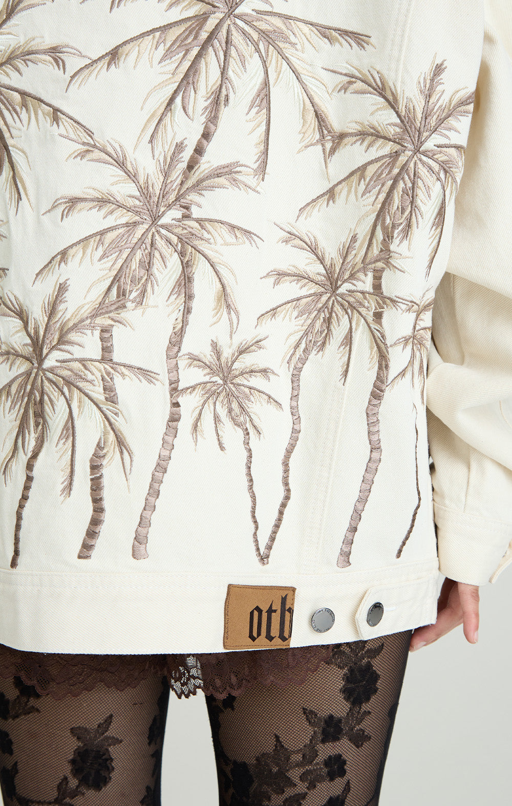 Beige Palm Denim Jacke