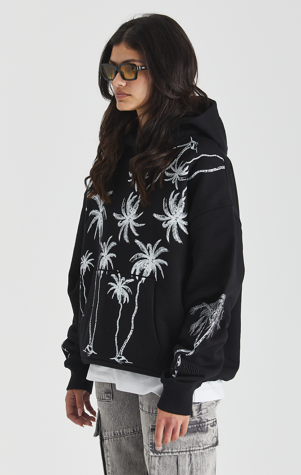 Black Mono Palm Hoodie