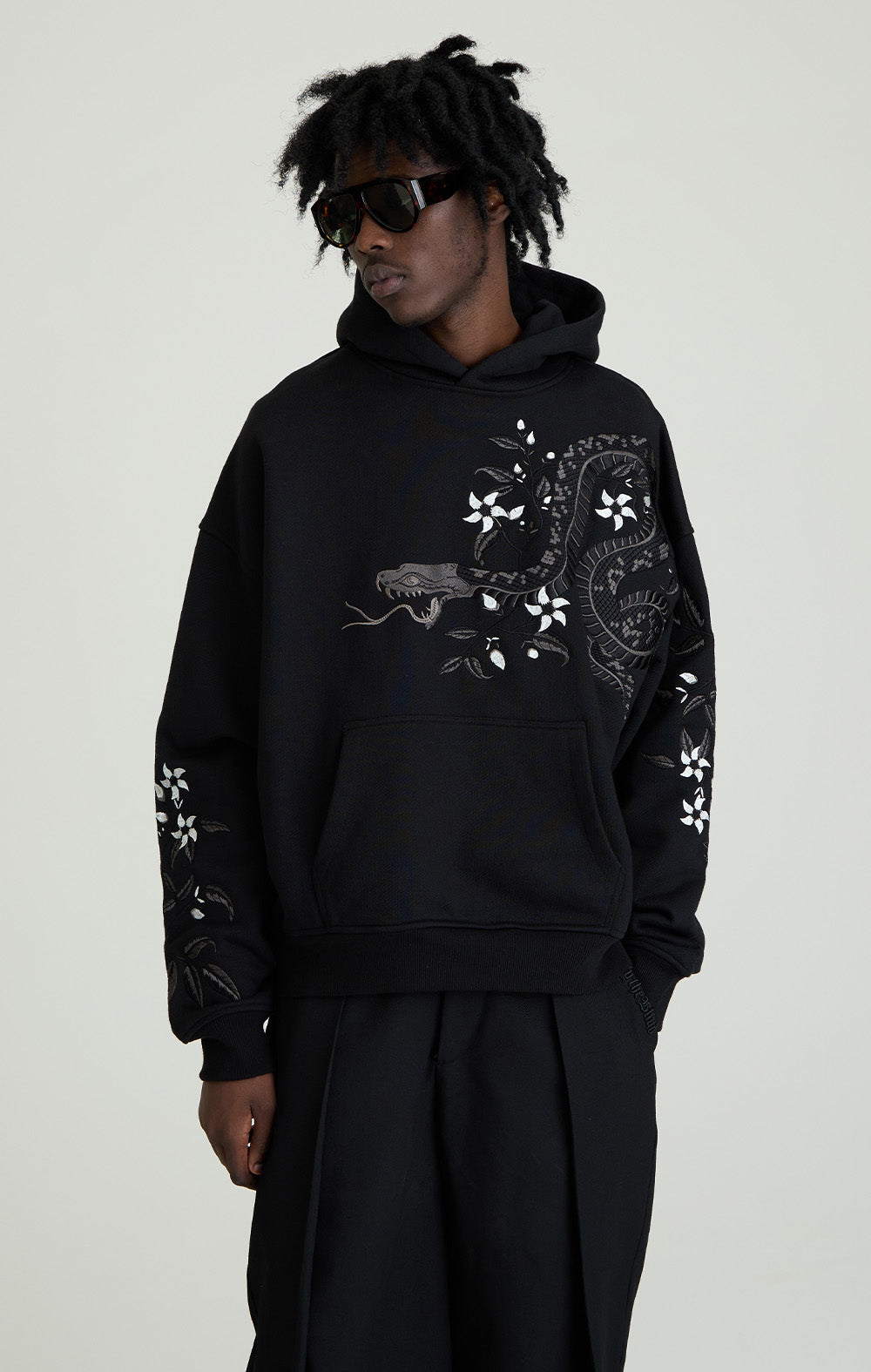 Night Python Embroidered Hoodie