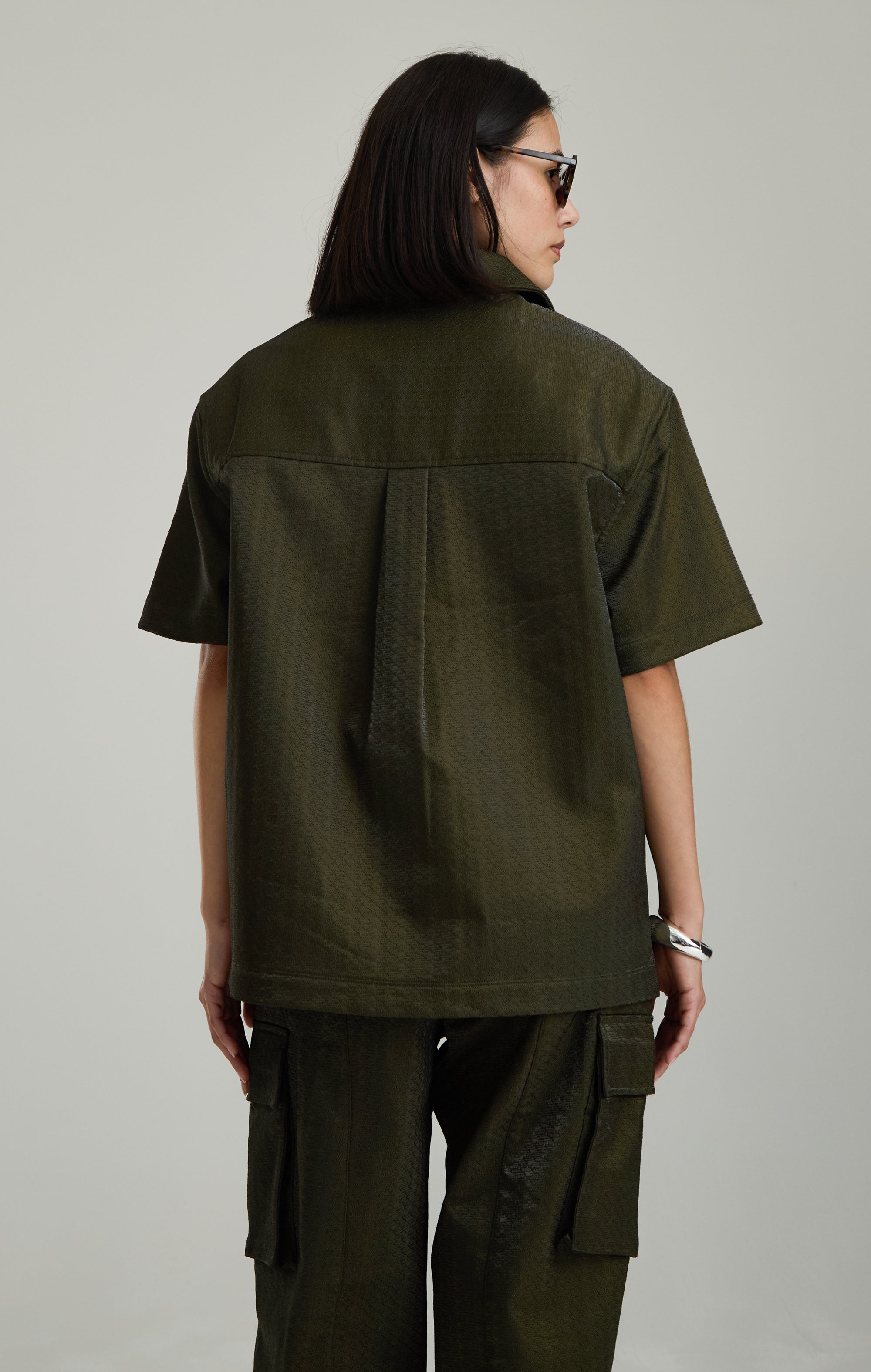 IRIDESCENT GREEN EMBROIDERED SHIRT