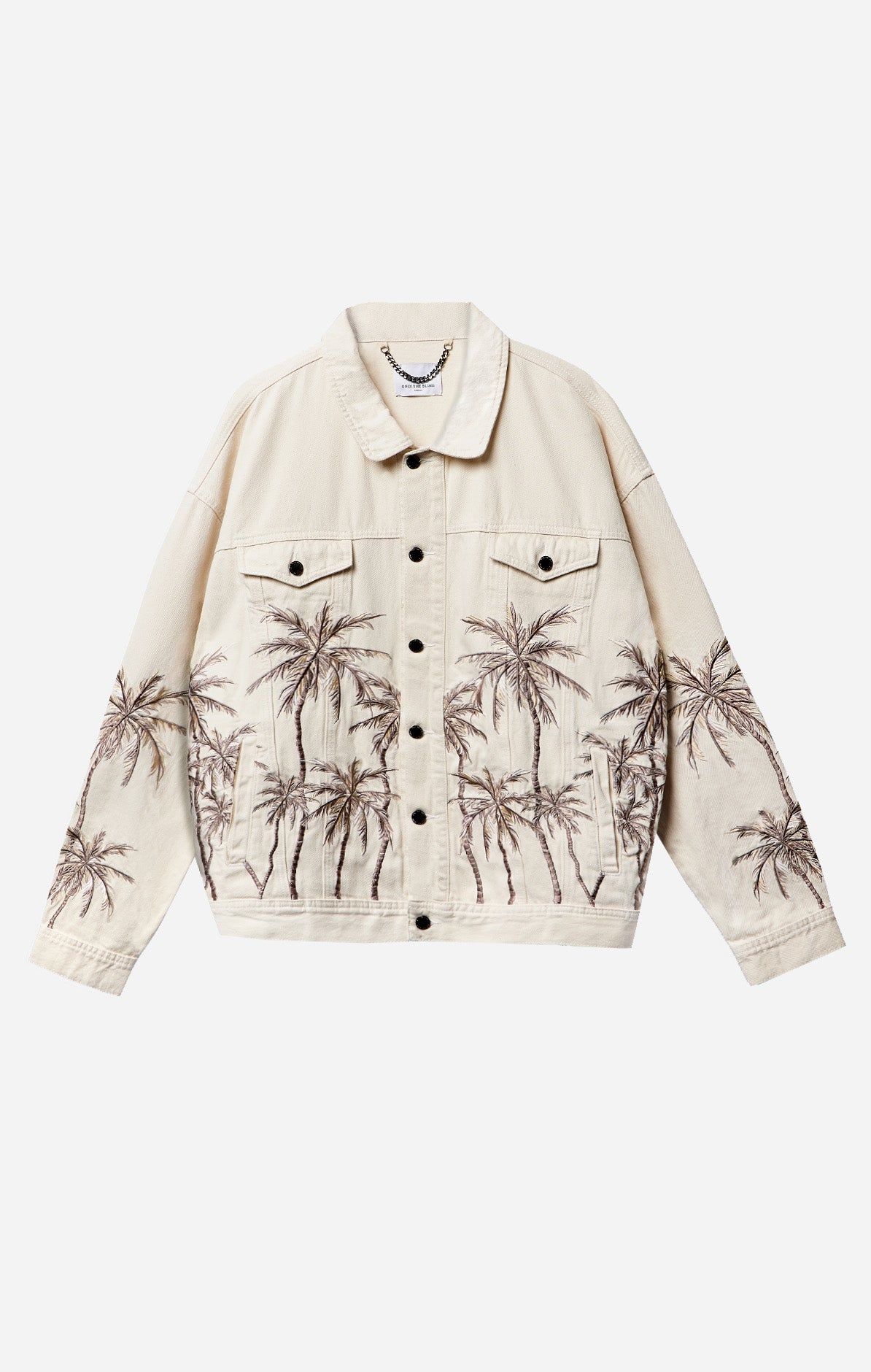 Beige Palm Denim Jacket