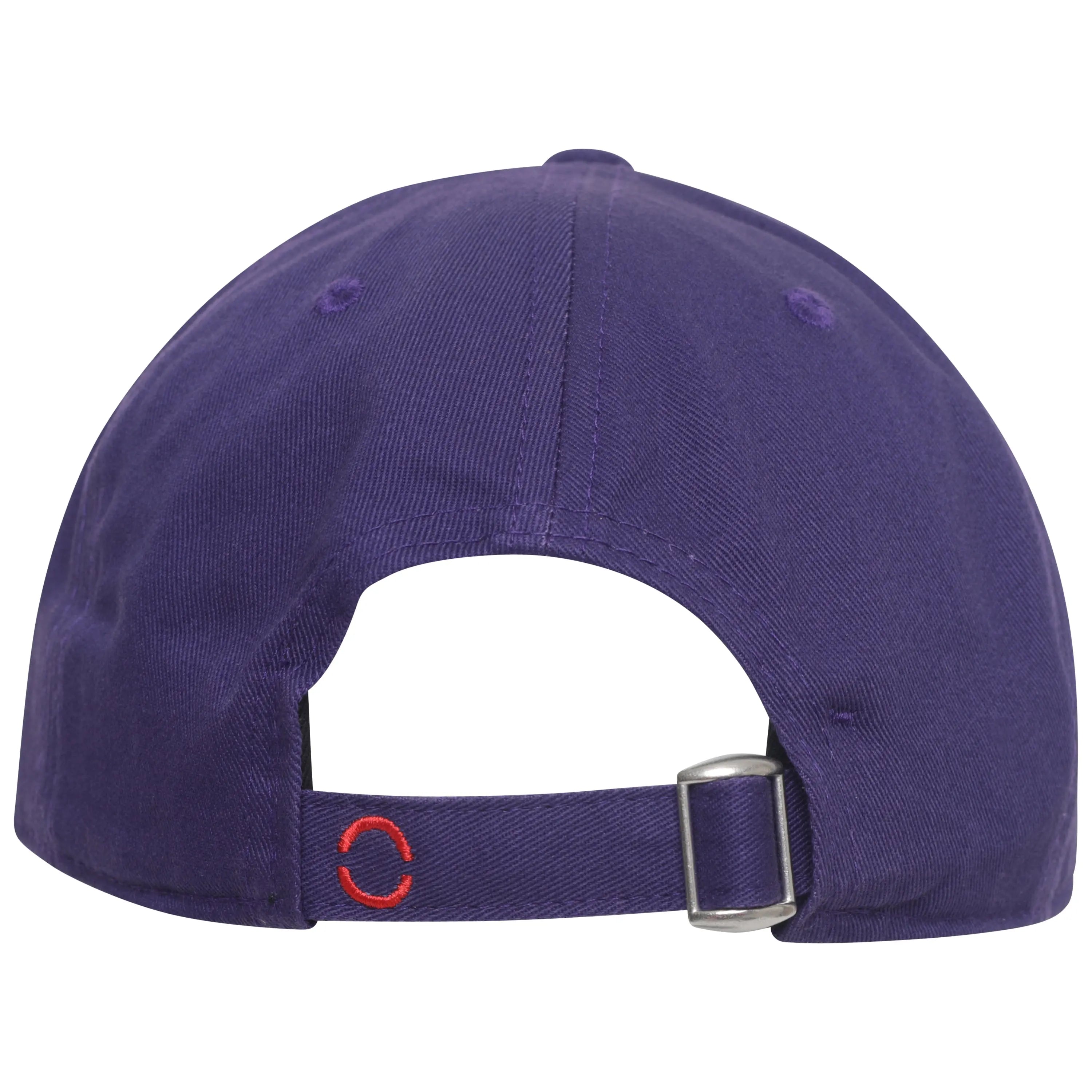 Purple baseball cap with adjustable metal buckle fastening by OTB