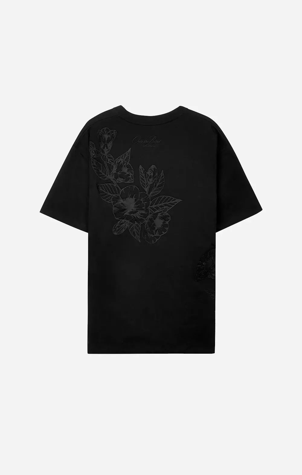 ONLY THE BLIND - Black Floral Embroidered T-Shirt