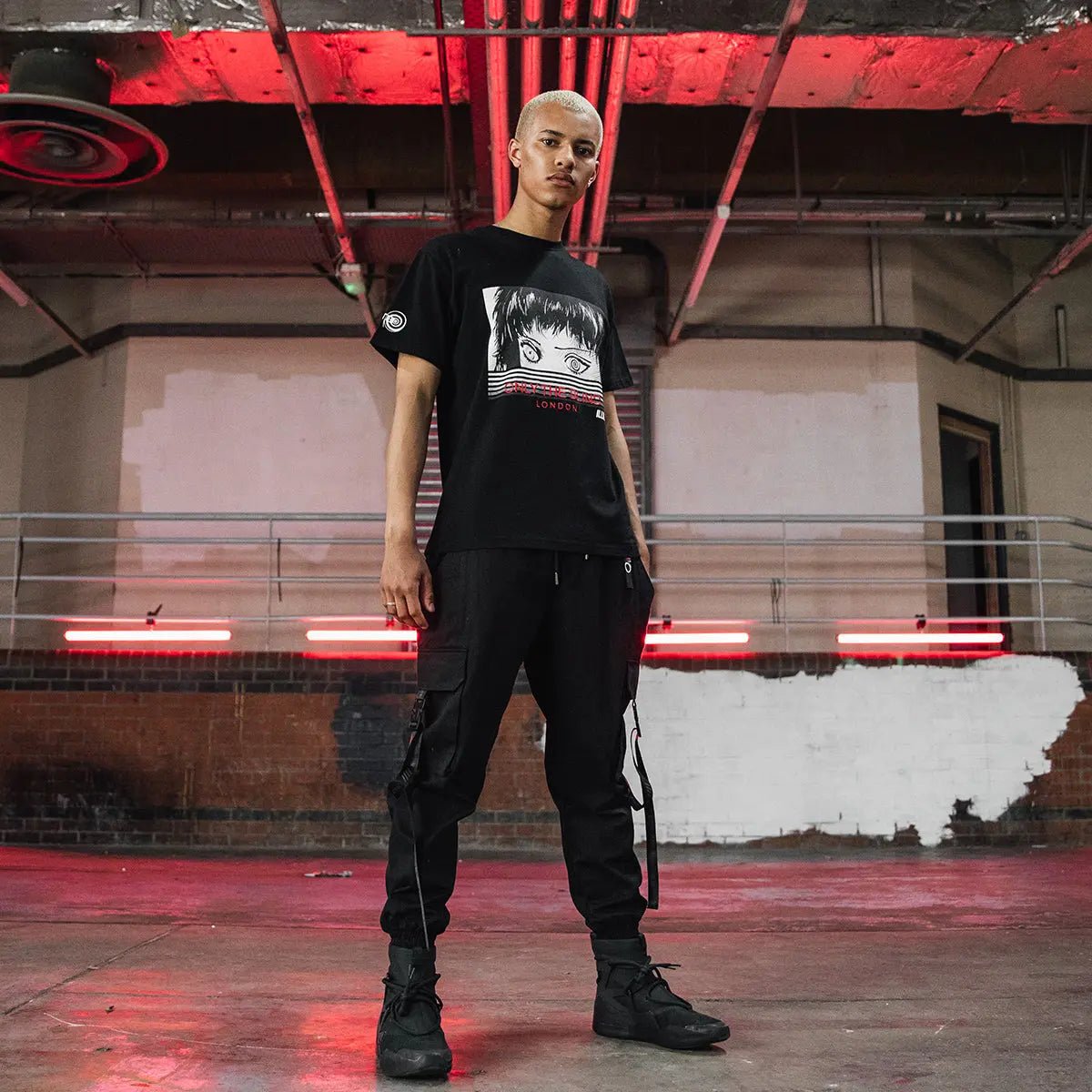 OTB X ILLVZN Triple Black Strapped Cargo Bottoms