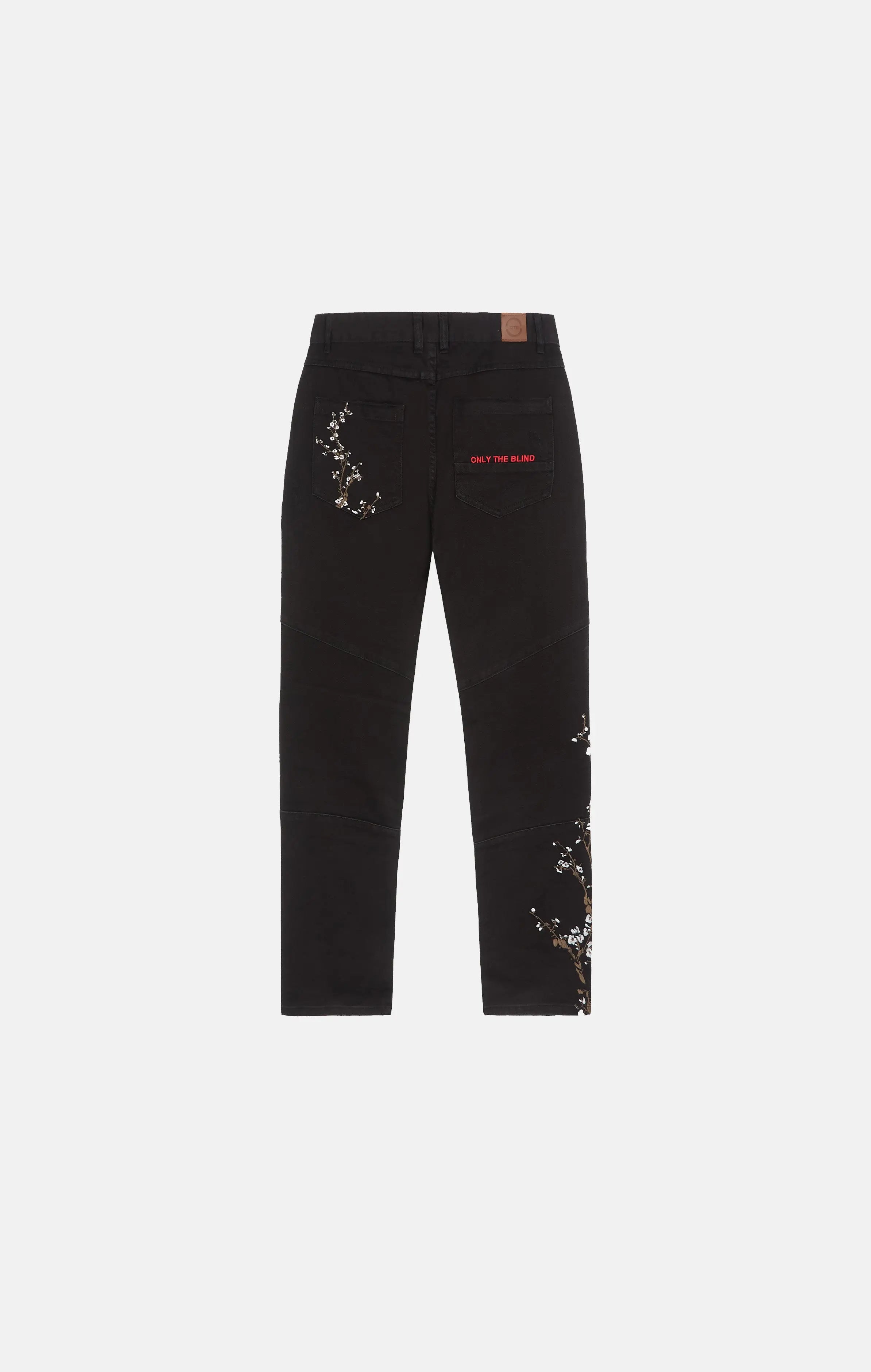 Selvedge Denim black embroidered blossom