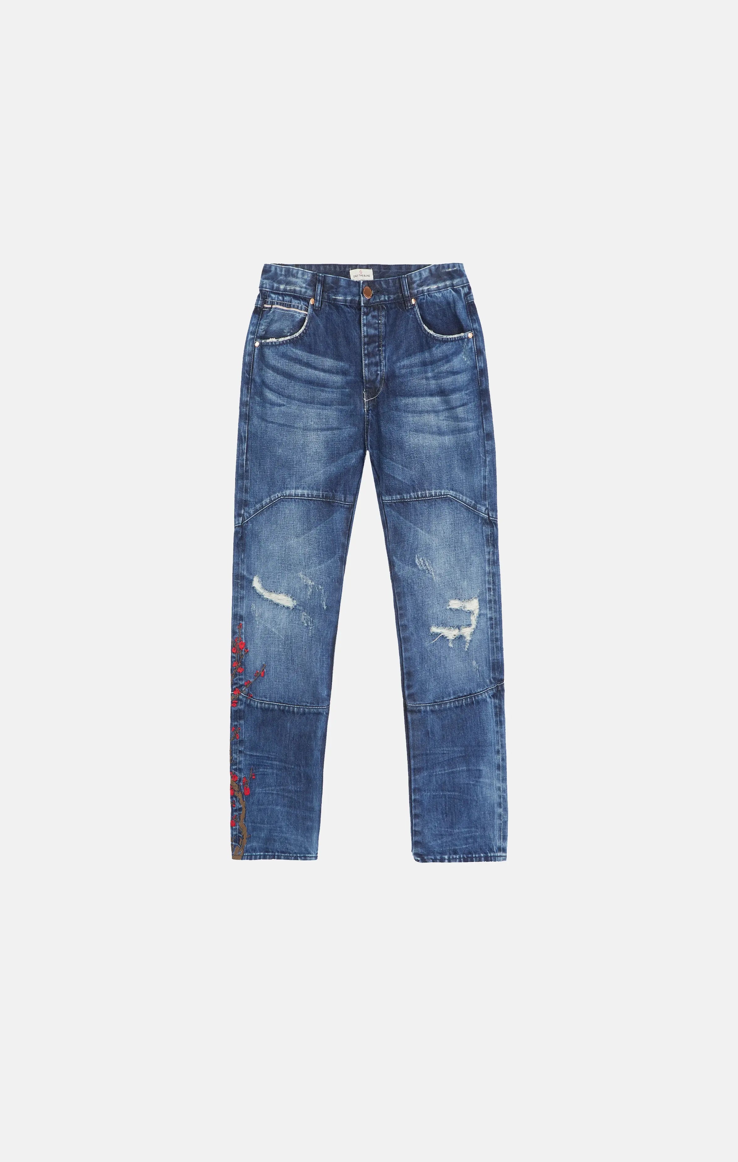 Selvedge Denim blue embroidered blossom ONLY THE BLIND