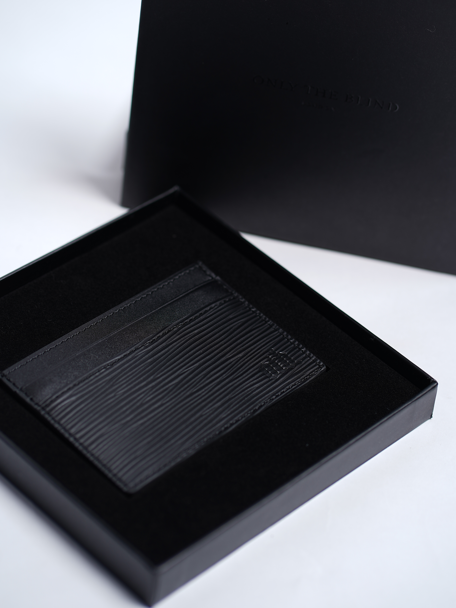 EPI Leather Debossed Card Holder - Black