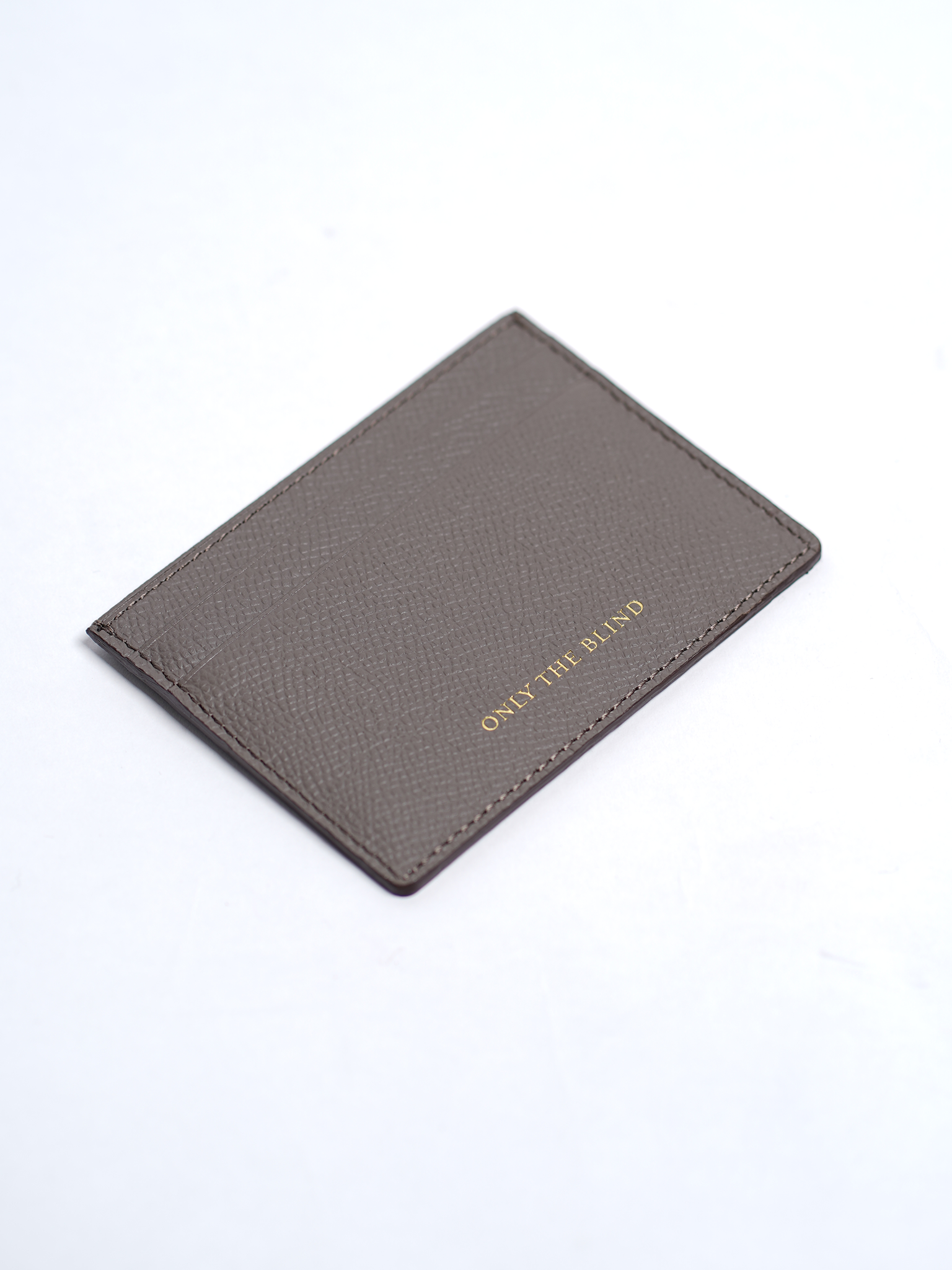 Epsom Leather Debossed Card Holder - Stone