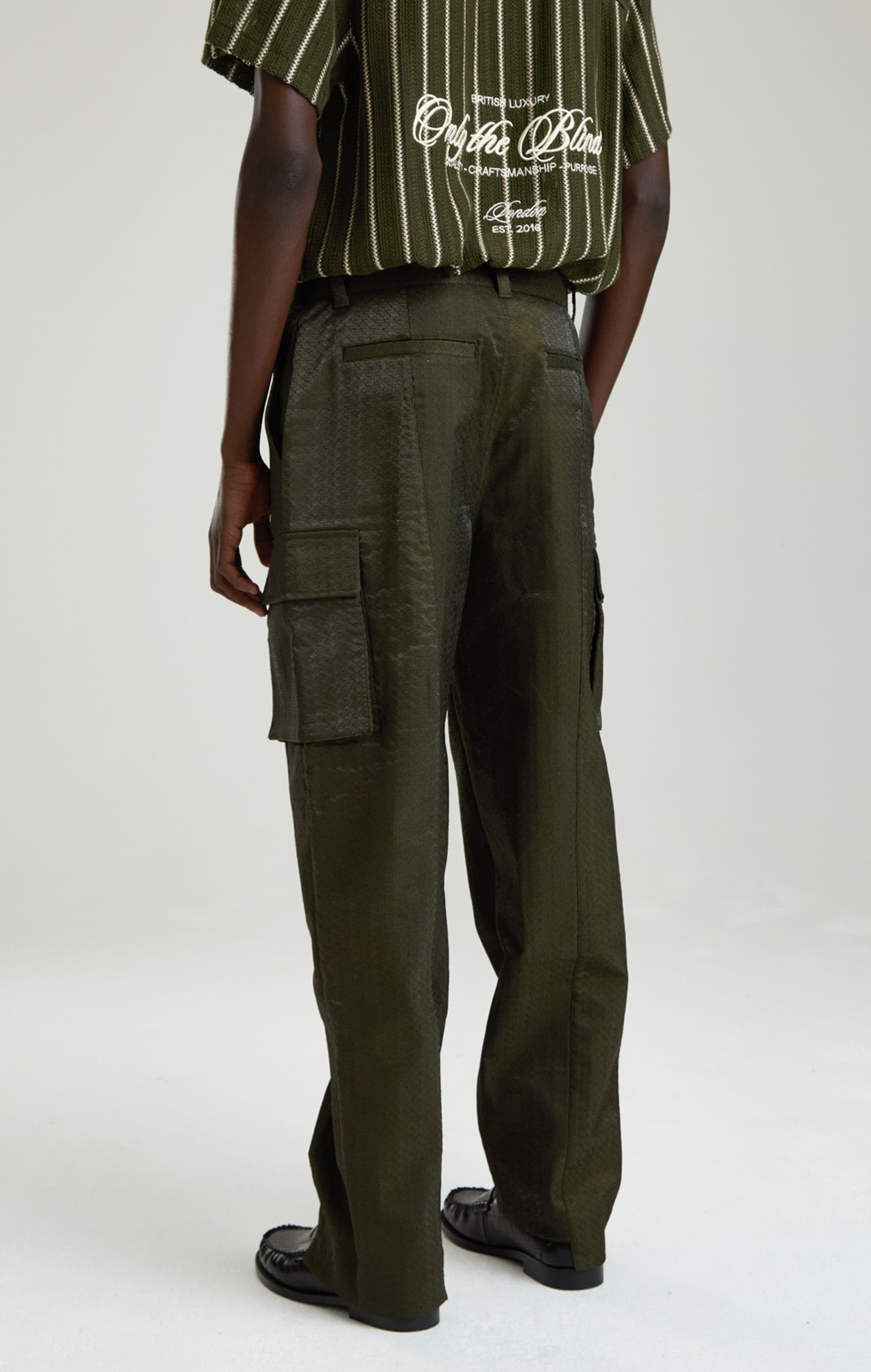 IRIDESCENT GREEN EMBROIDERED PANTS