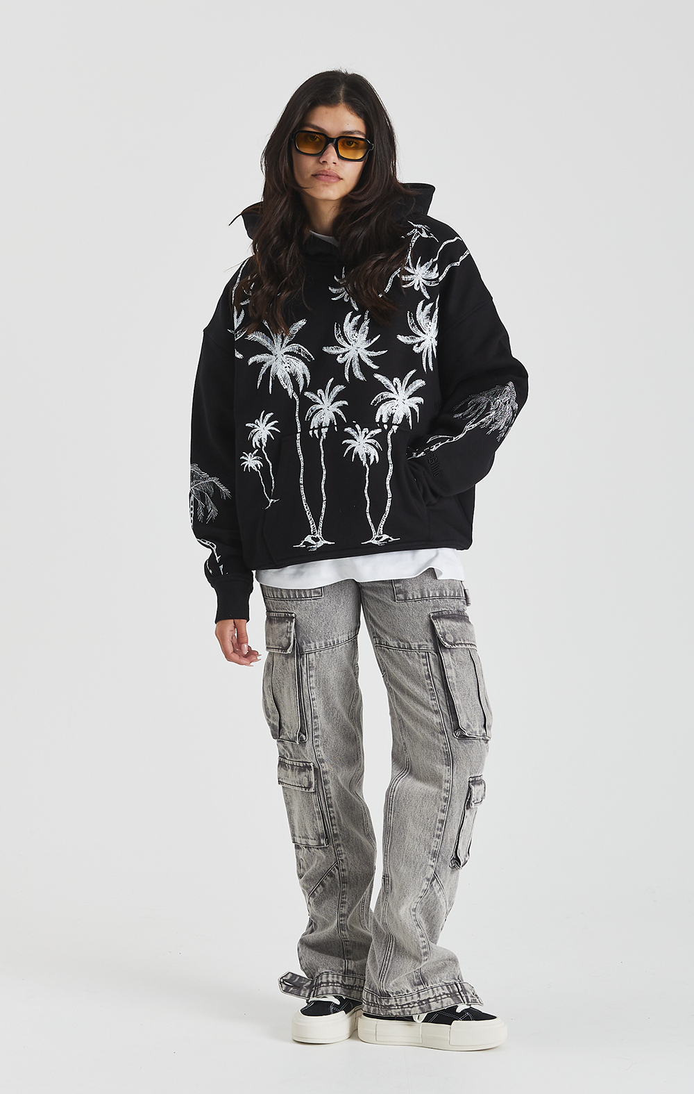 Black Mono Palm Hoodie