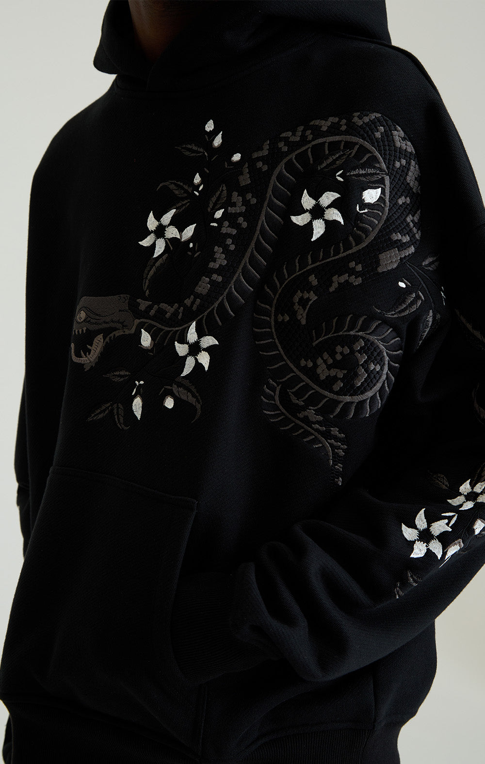 Night Python Embroidered Hoodie