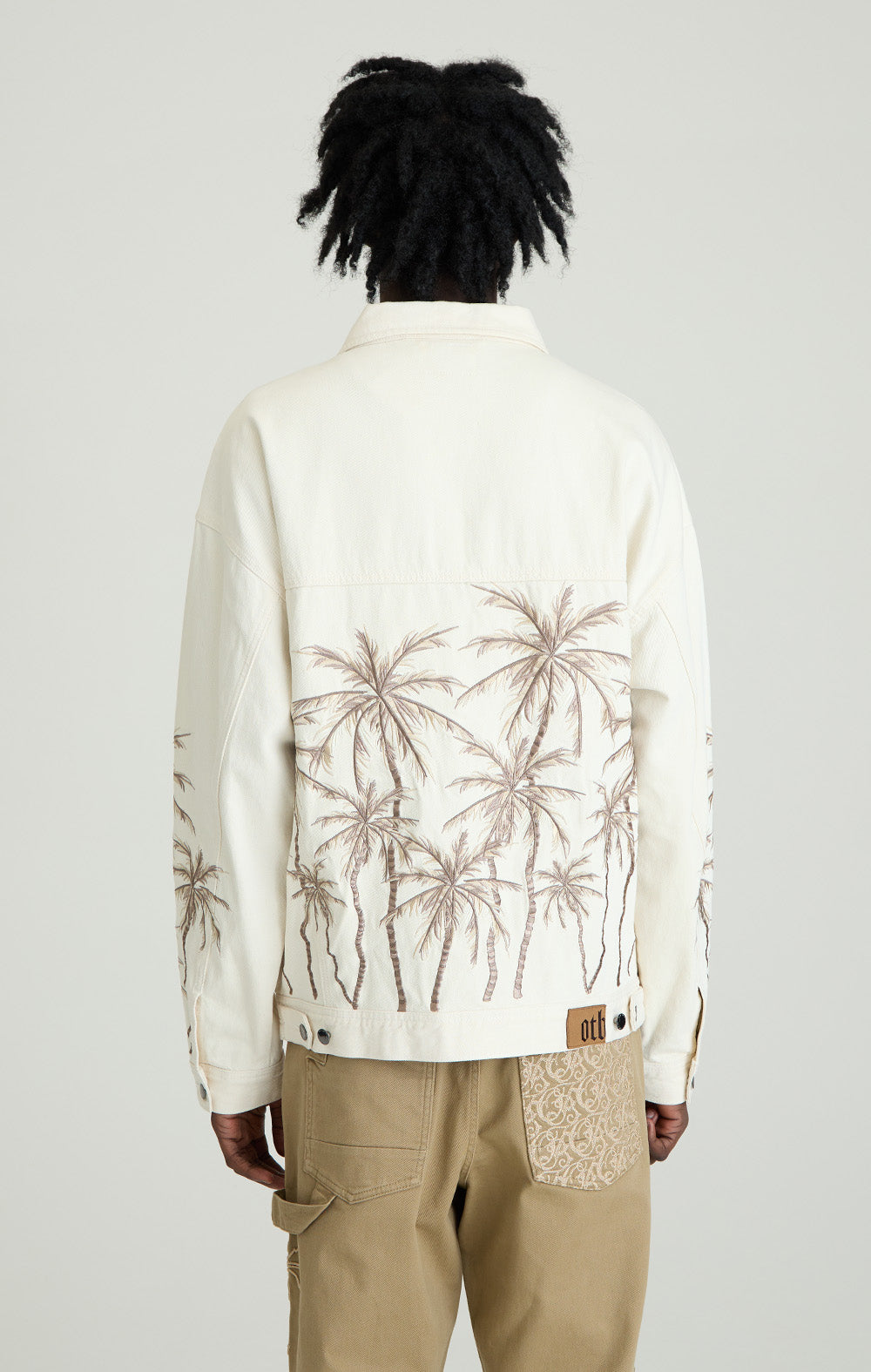 ONLY THE BLIND - Beige Palm Denim Jacket