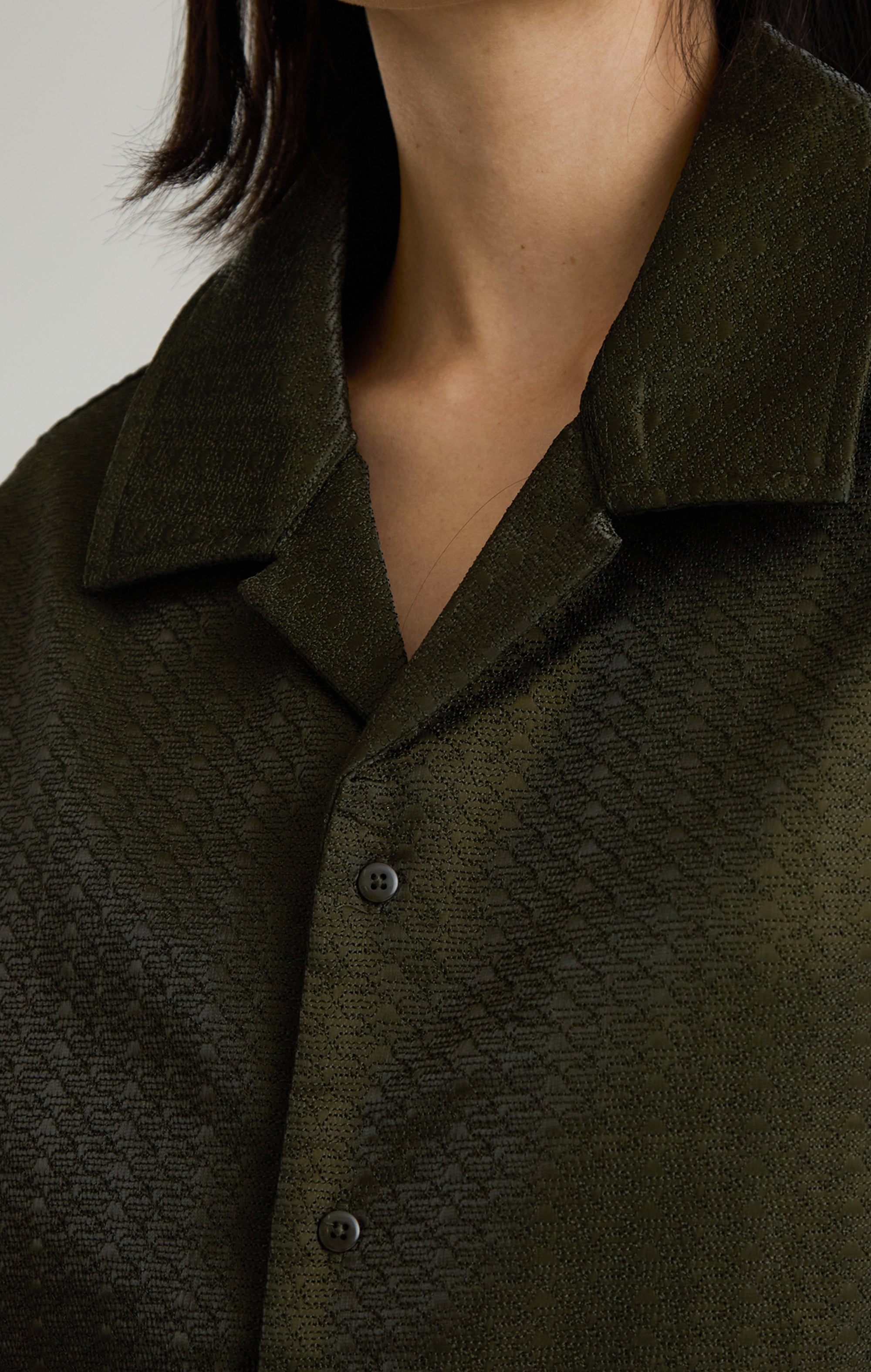 IRIDESCENT GREEN EMBROIDERED SHIRT