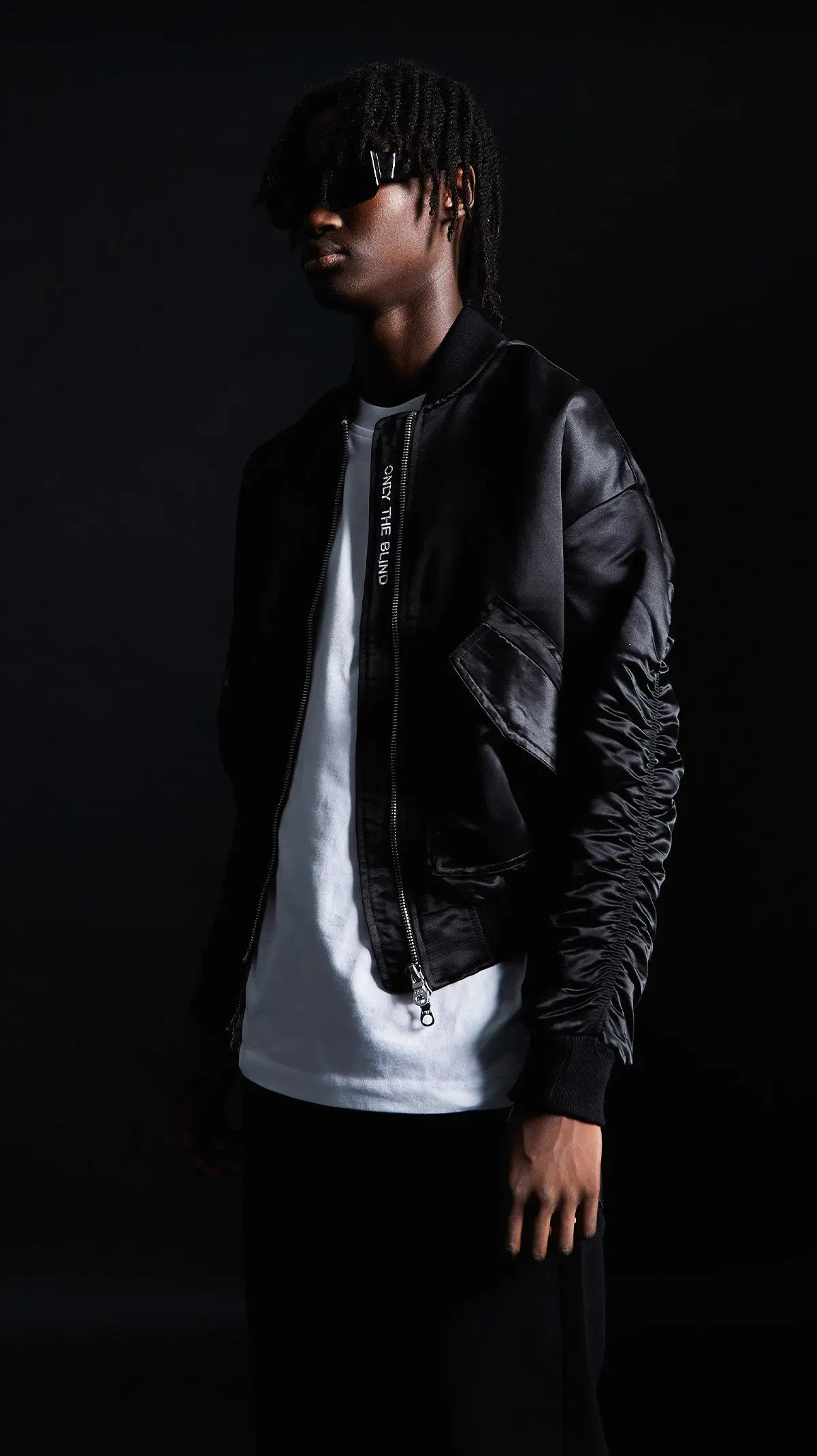 SIGNATURE SATIN BLACK BOMBER