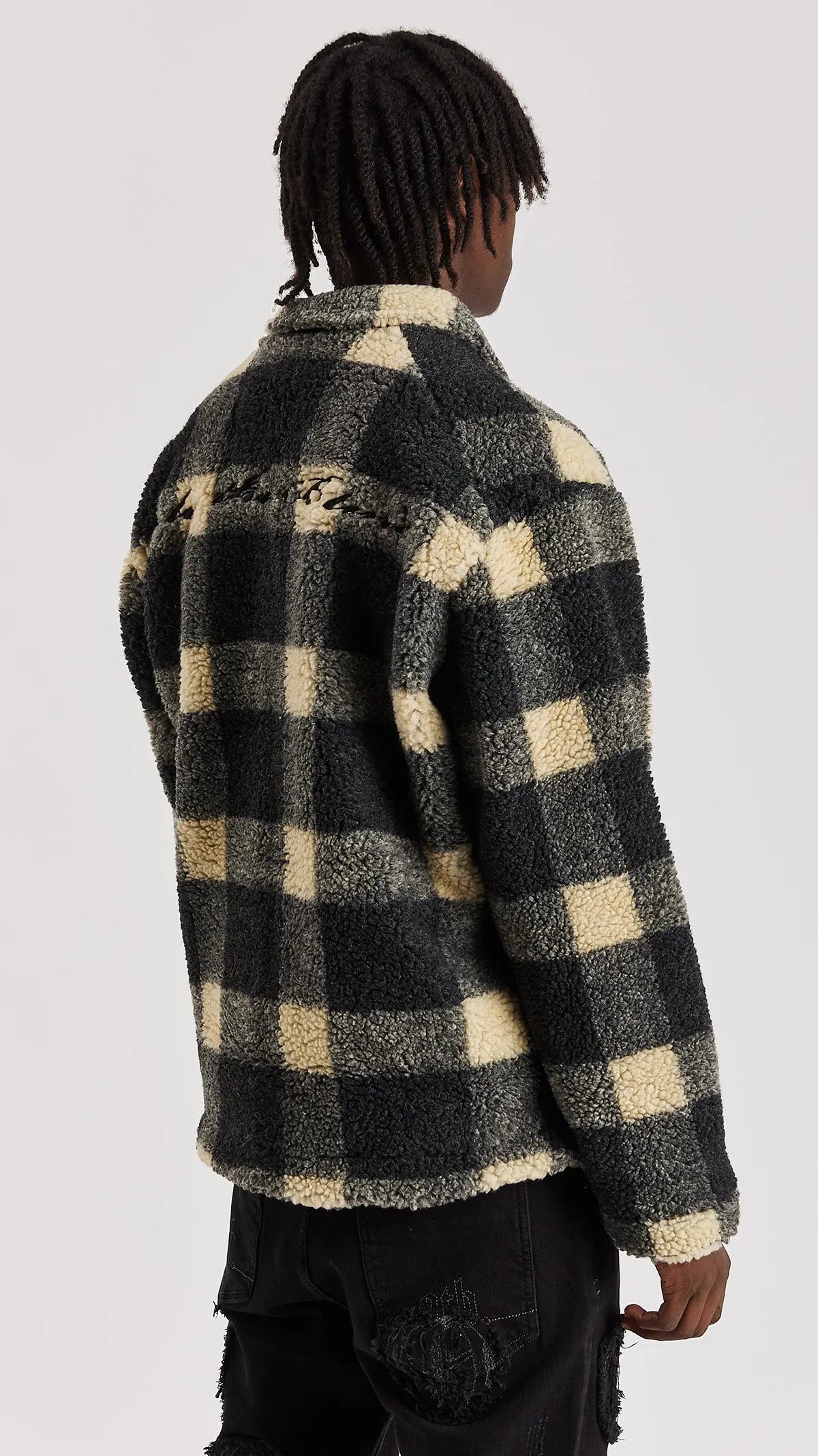 Beige Check Borg Jacket - ONLY THE BLIND™