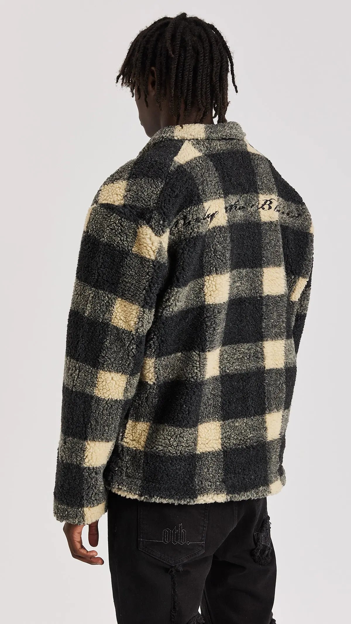 Beige Check Borg Jacket - ONLY THE BLIND™