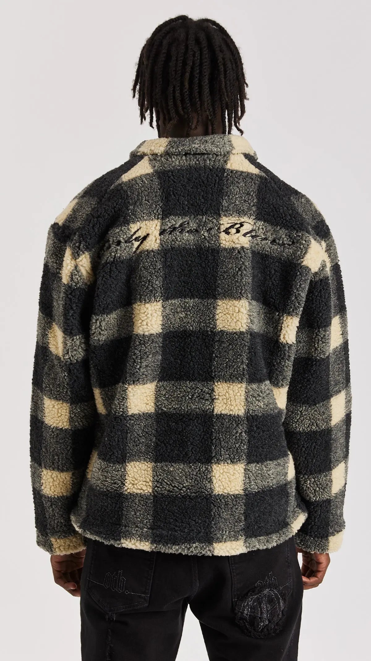 Beige Check Borg Jacket - ONLY THE BLIND™