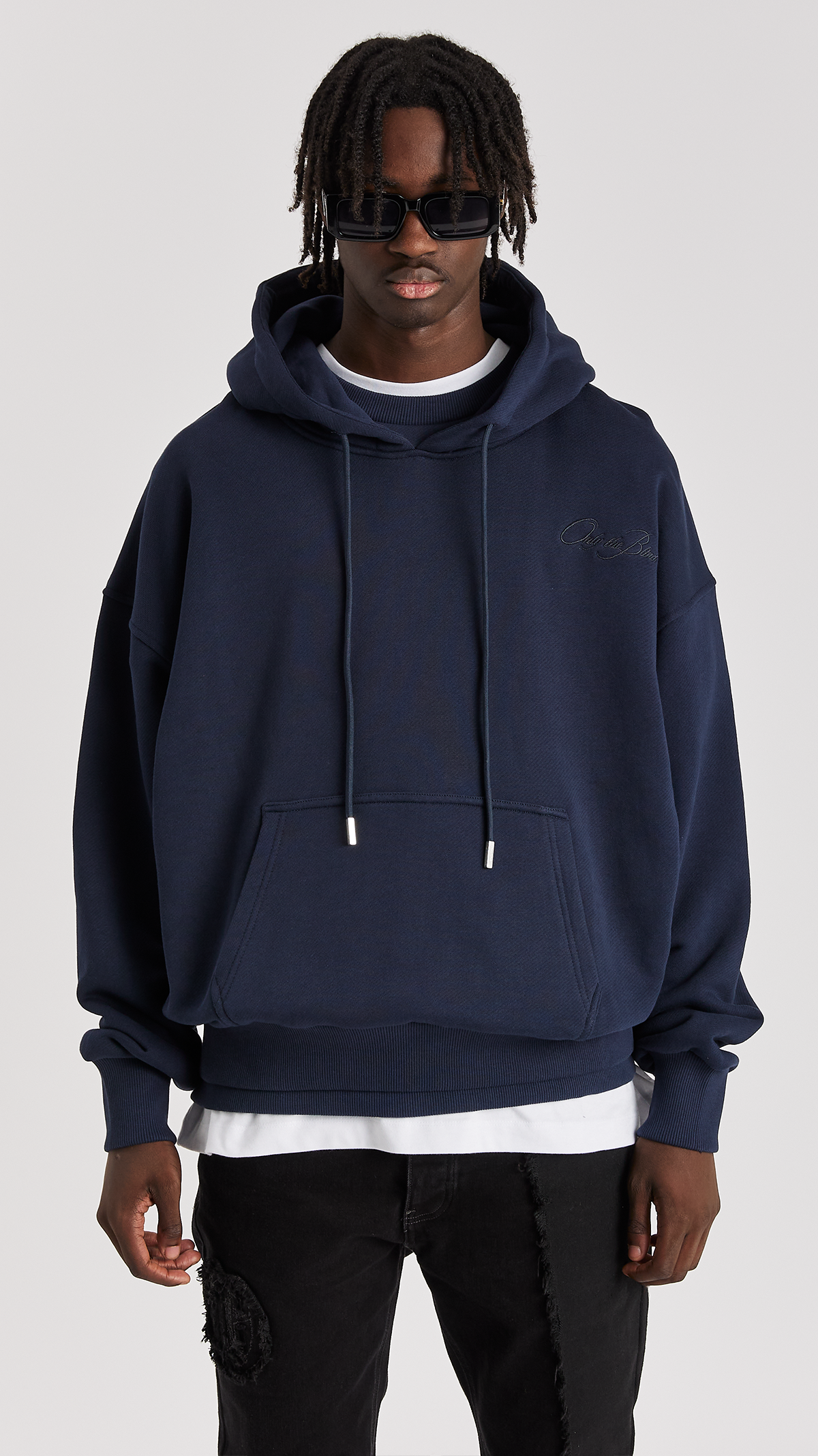 NAVY WATERS TWIN RIB HOODIE