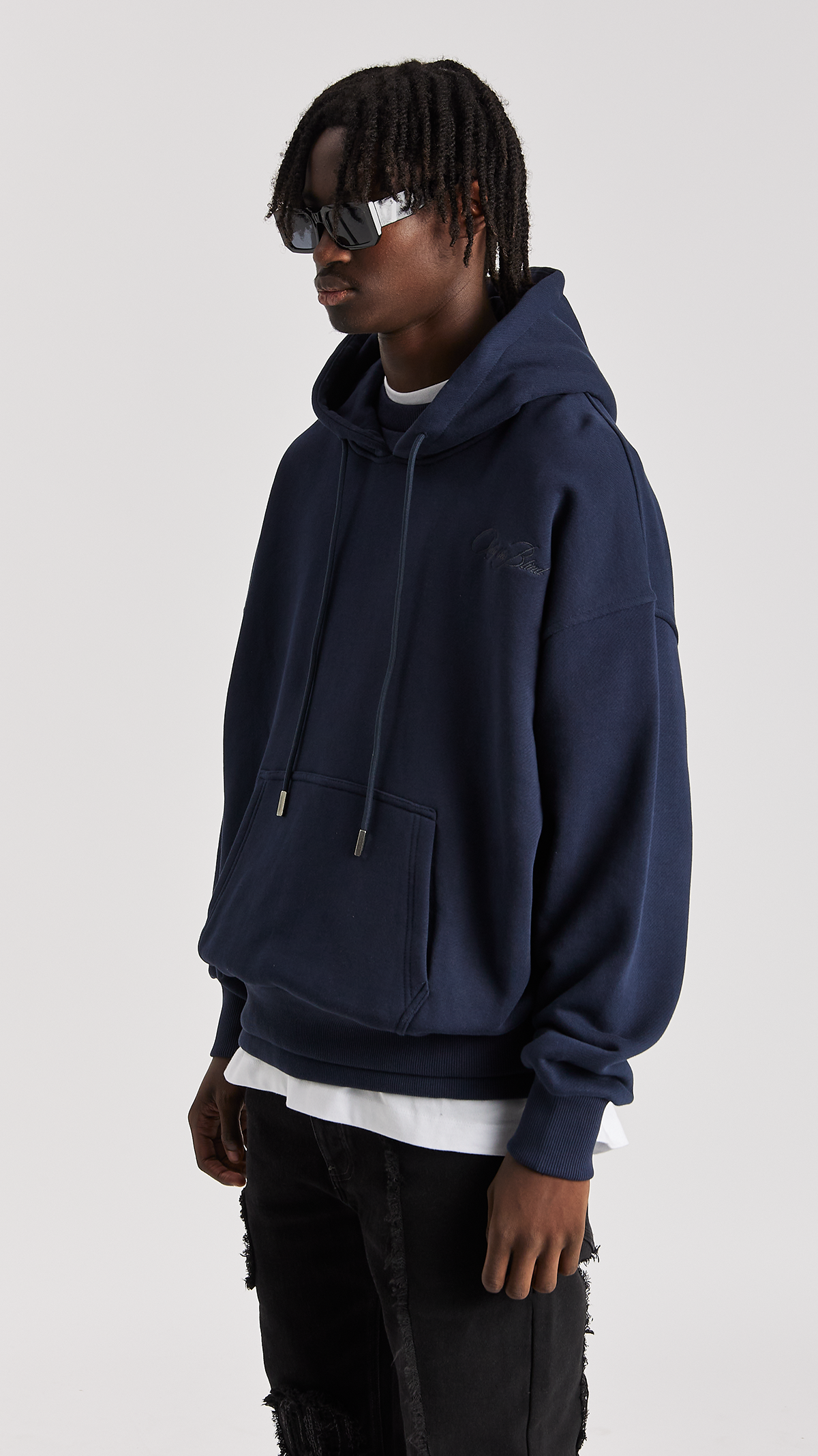 Navy Waters Twin Rib Hoodie