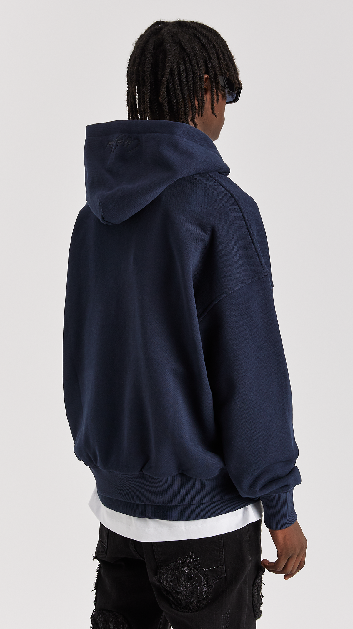 NAVY WATERS TWIN RIB HOODIE