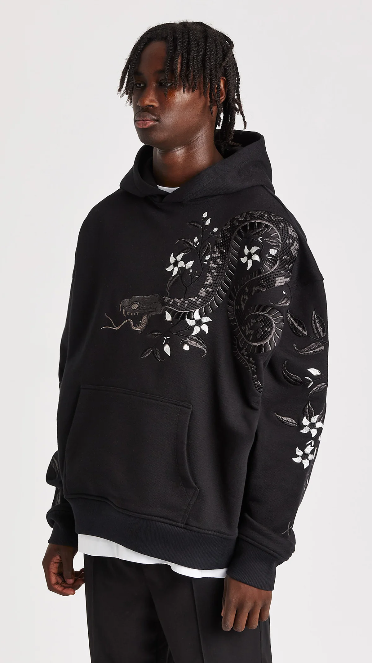 NIGHT PYTHON EMBROIDERED HOODIE 'X'