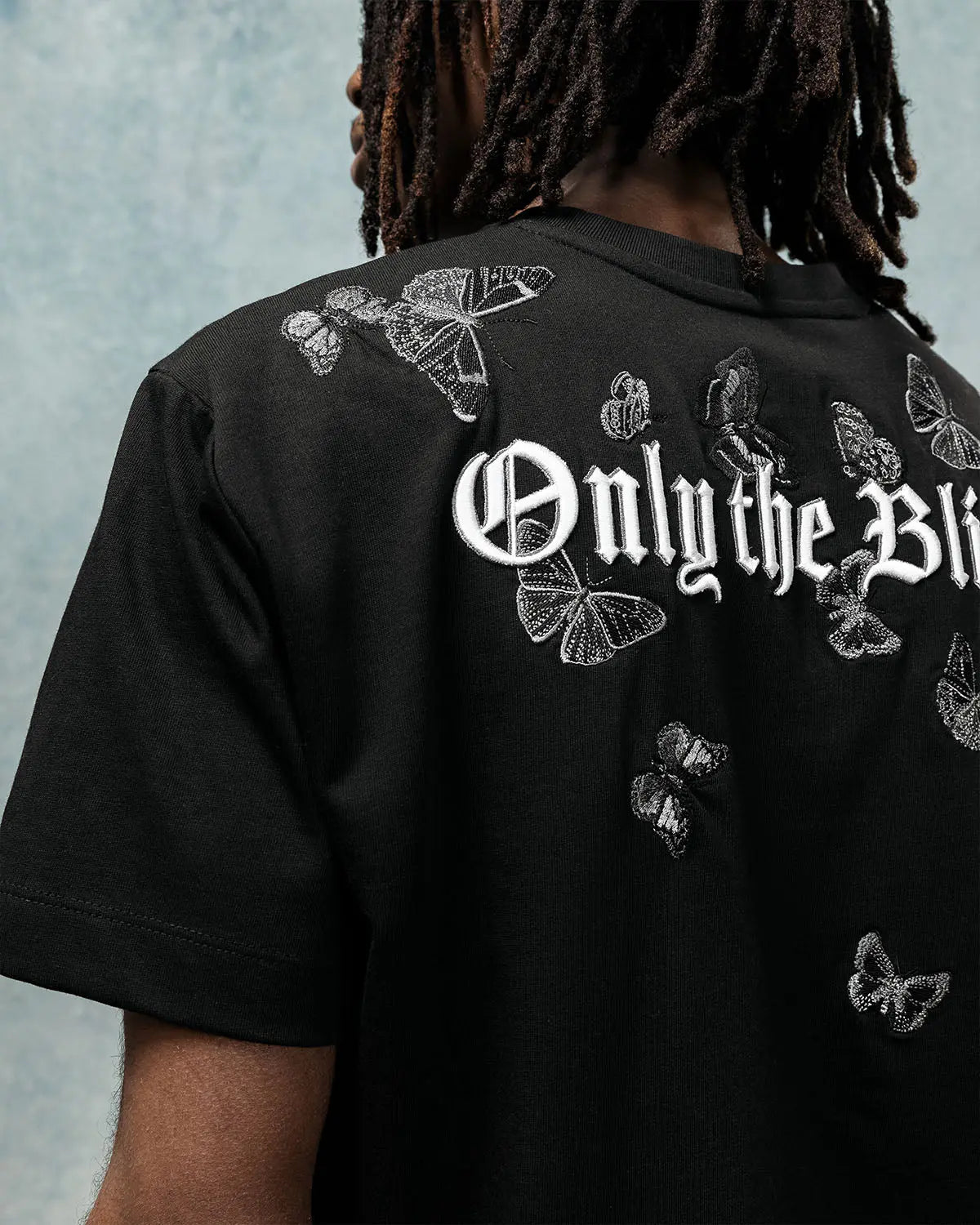 Black Embroidered Butterfly T-Shirt