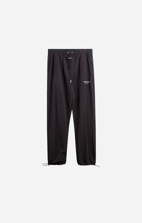 Black Textured Nylon Joggers