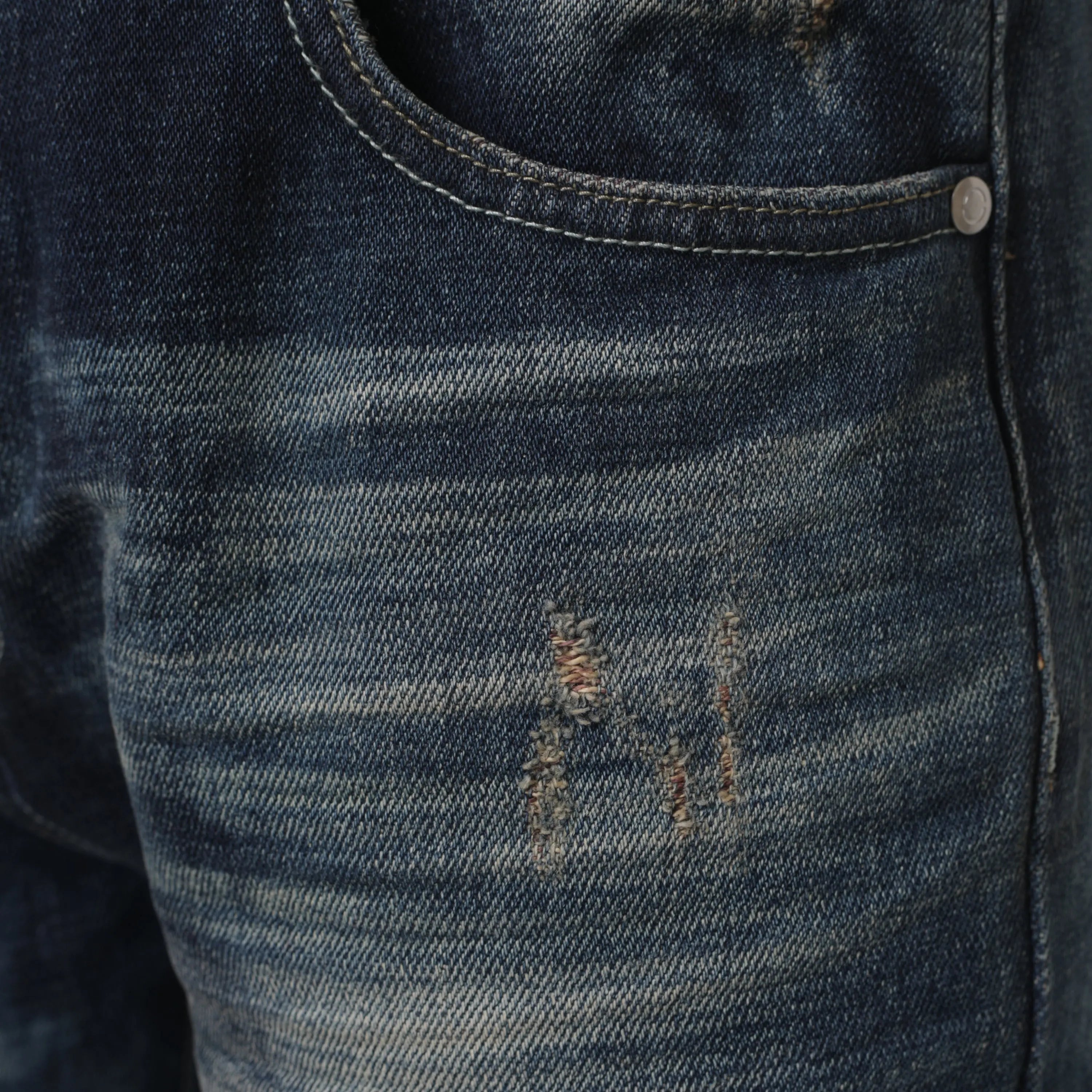 Selvedge Denim Mid Blue Heavy Bleached