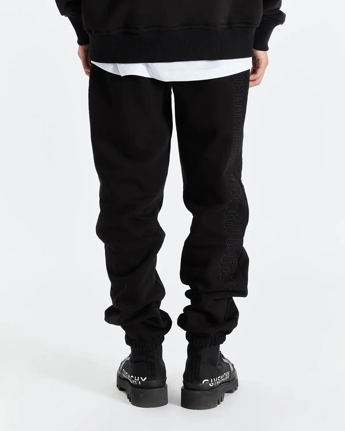 BLACK SPLIT STATEMENT SWEATPANTS