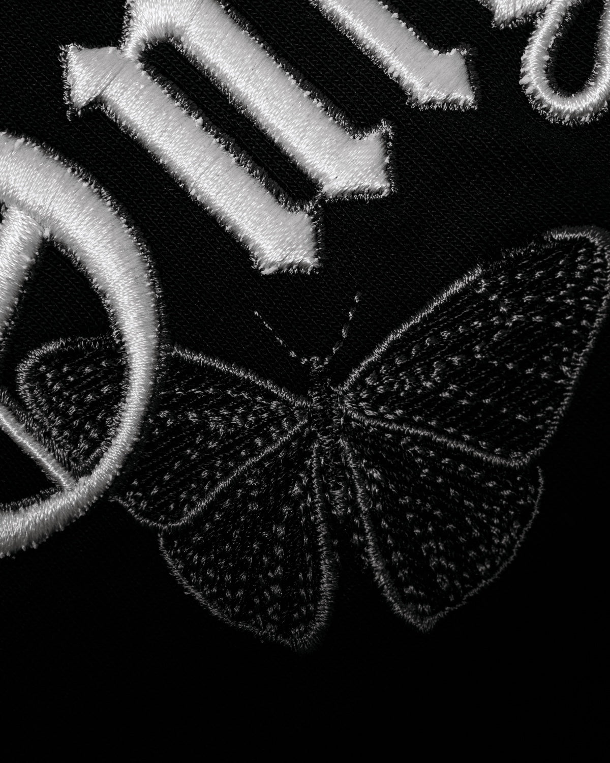 Black Embroidered Butterfly T-Shirt