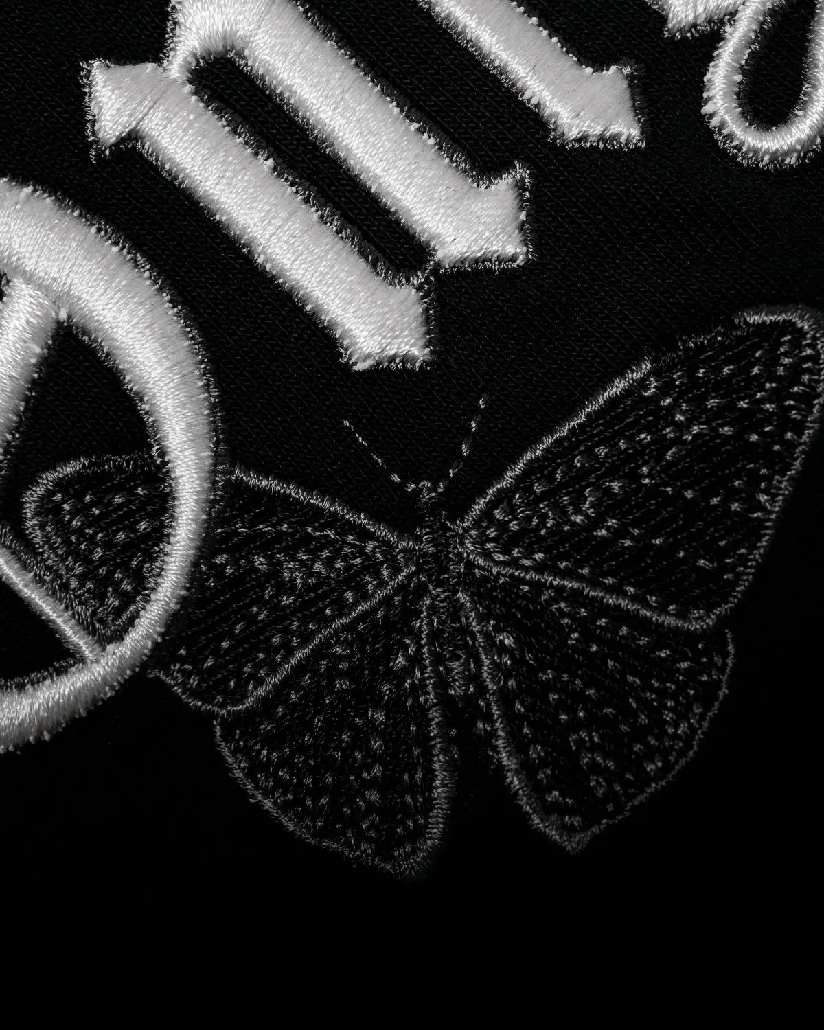 BLACK EMBROIDERED BUTTERFLY T-SHIRT