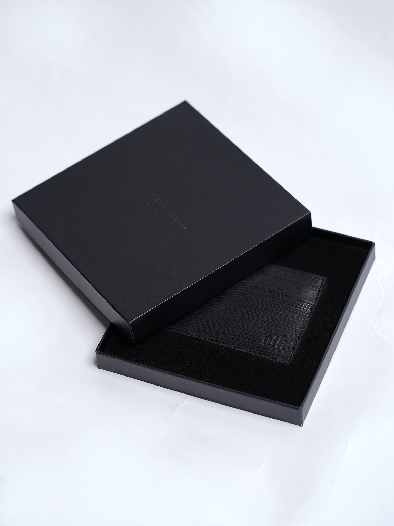 EPI Leather Debossed Card Holder - Black