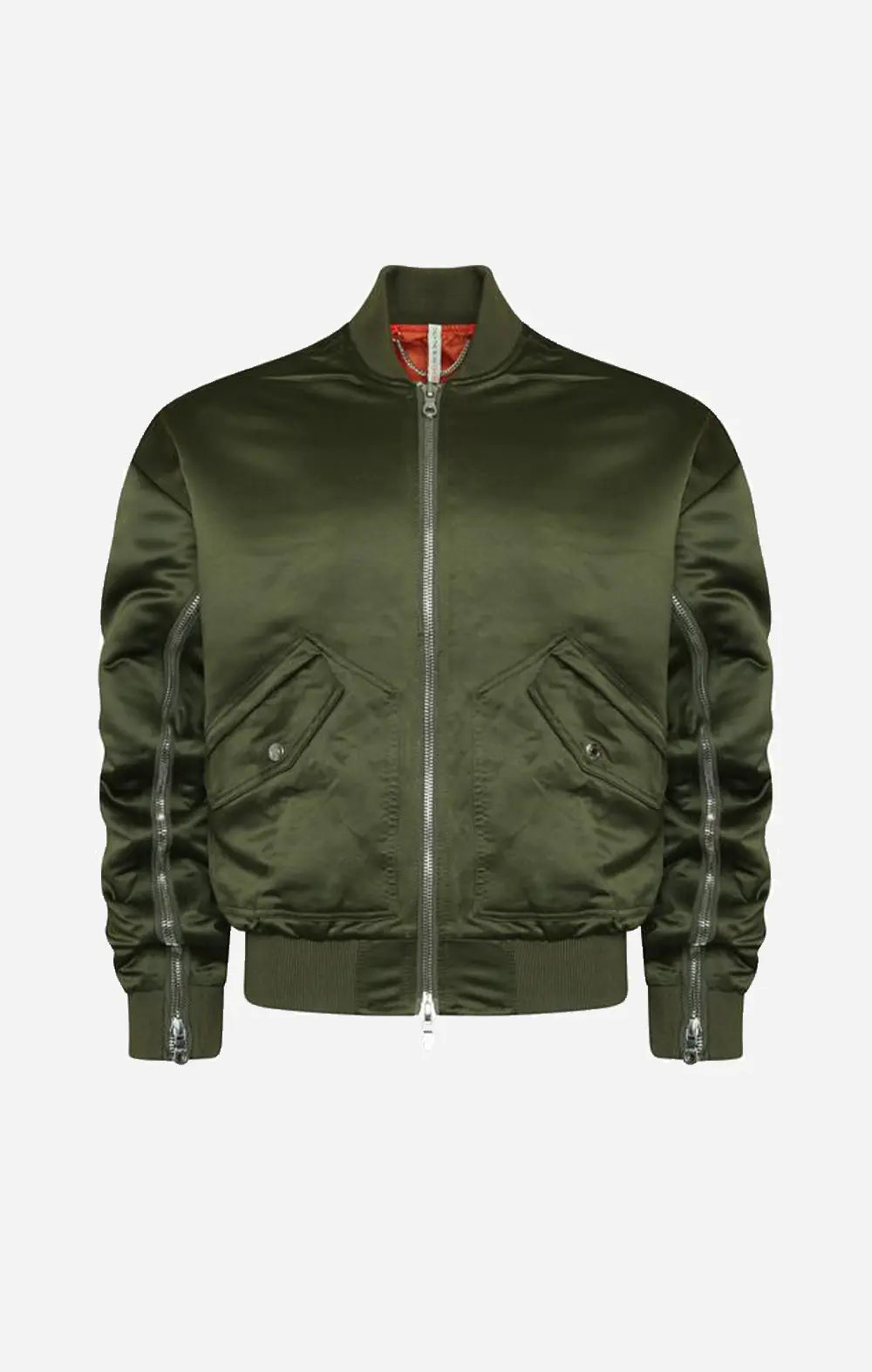 Signature Satin Khaki Bomber Jacket