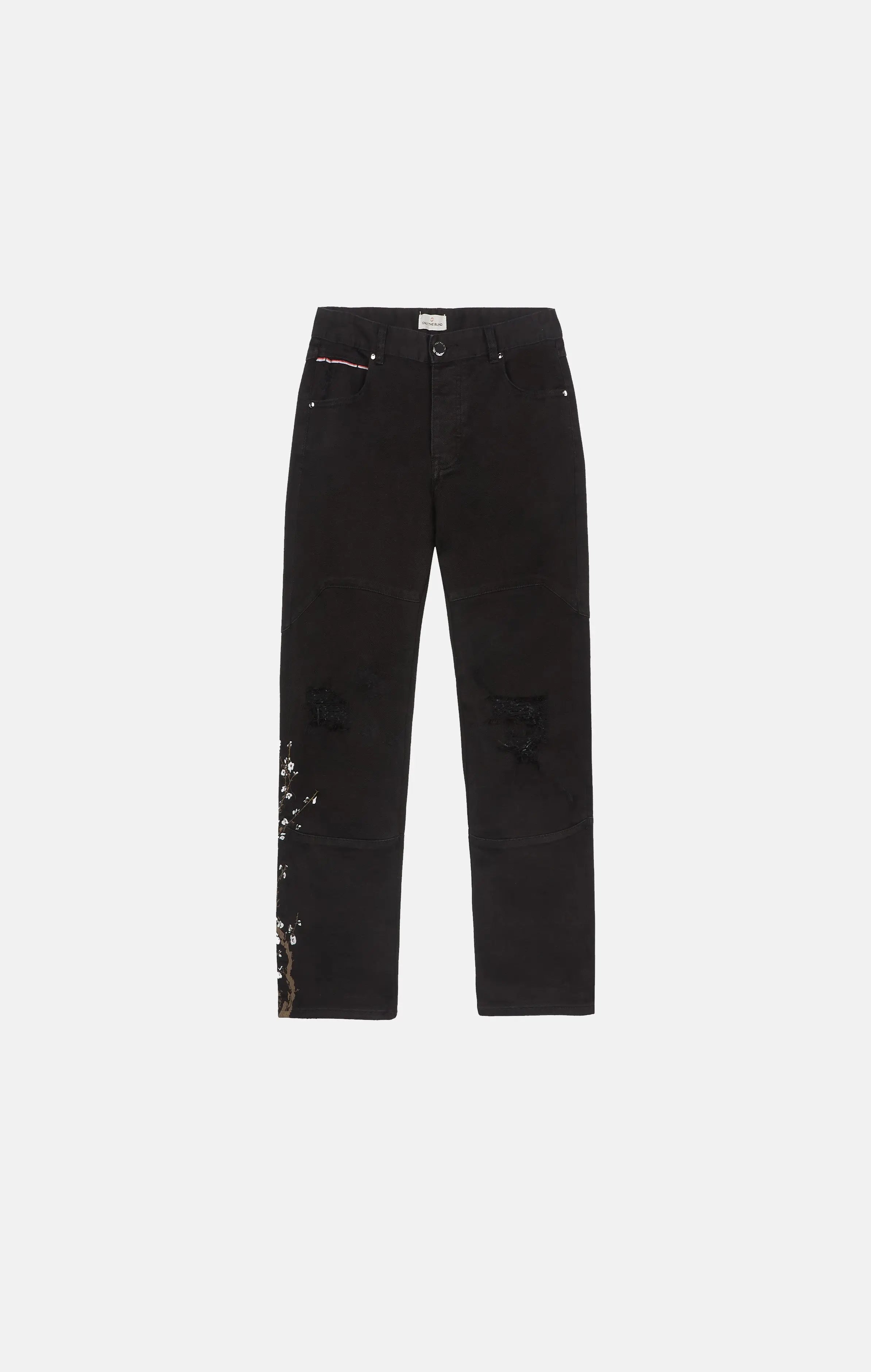 SELVEDGE DENIM BLACK EMBROIDERED BLOSSOM