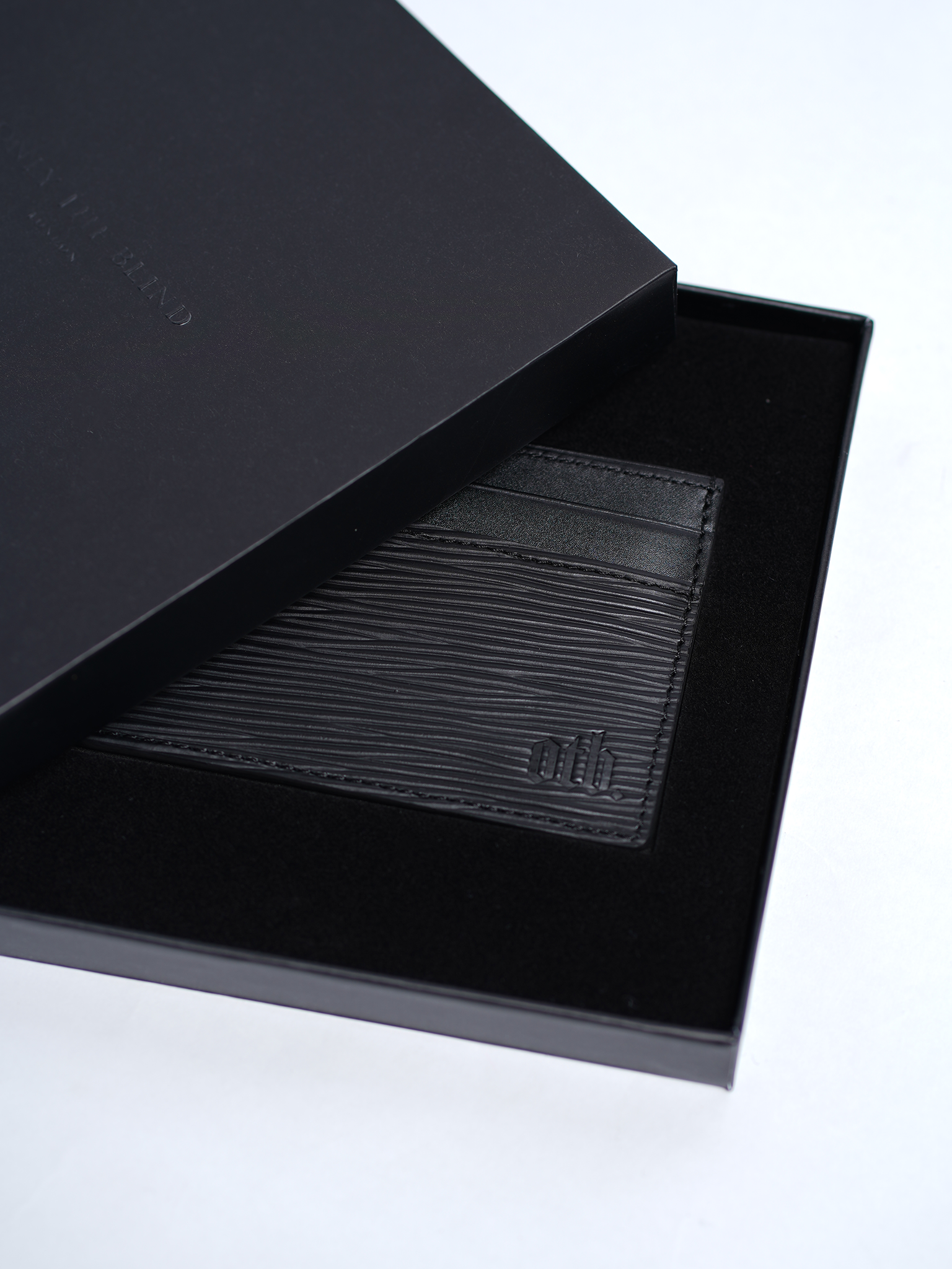 EPI Leather Debossed Card Holder - Black