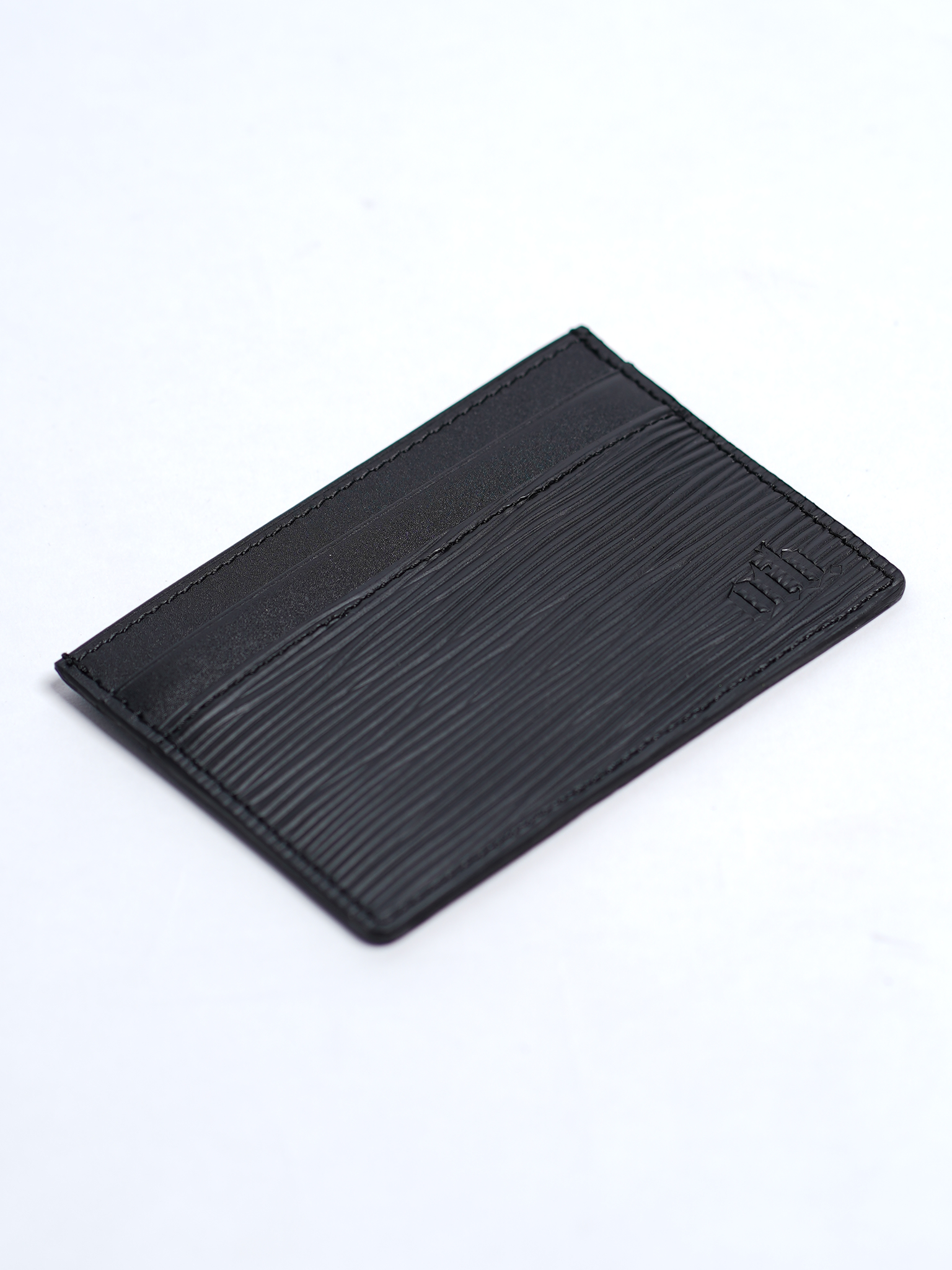 EPI Leather Debossed Card Holder - Black