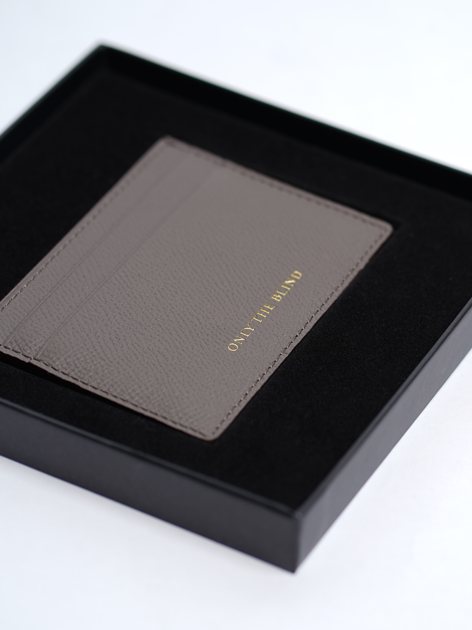 Epsom Leather Debossed Card Holder - Stone