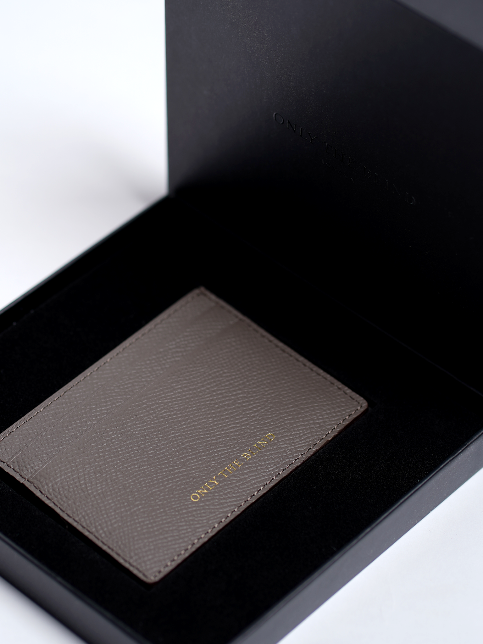 Epsom Leather Debossed Card Holder - Stone