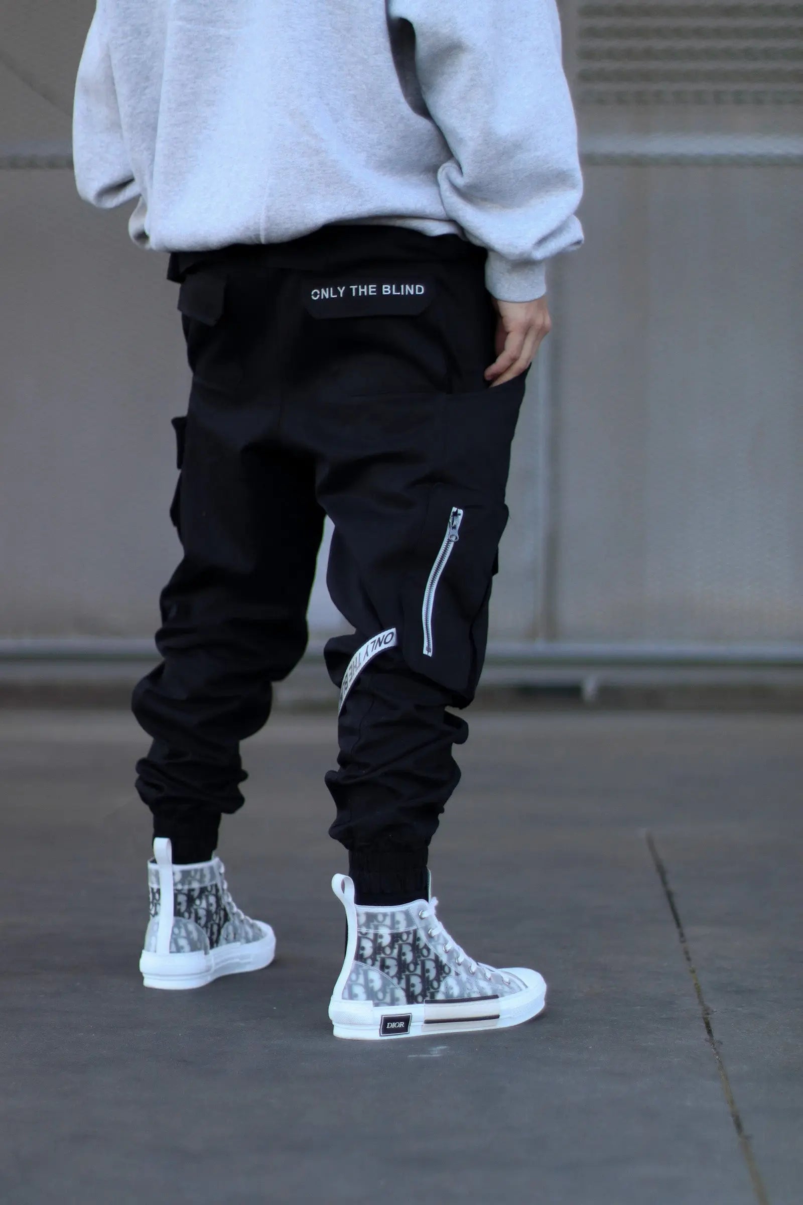 Black/White Strapped Cargo Bottoms