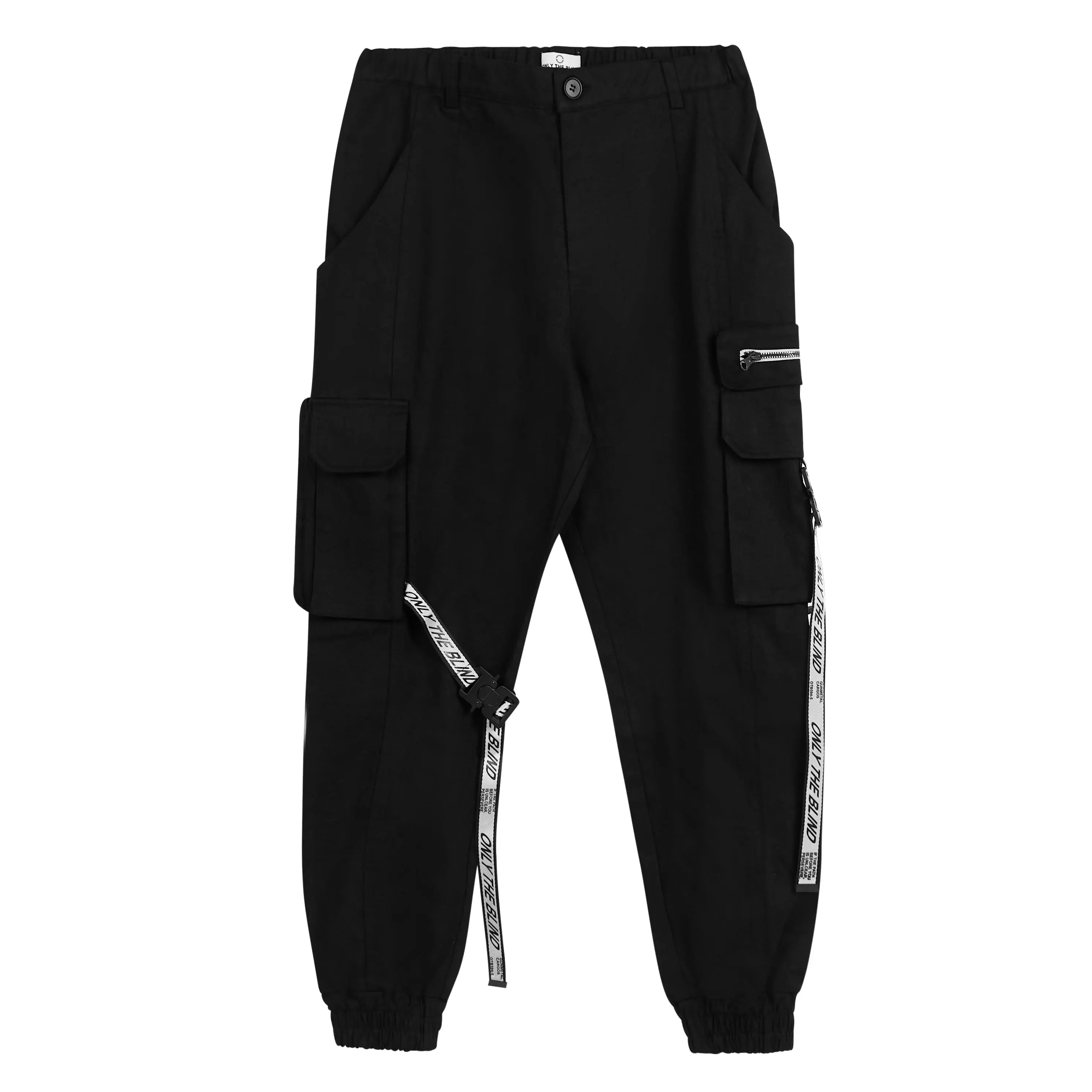 Black/White Strapped Cargo Bottoms