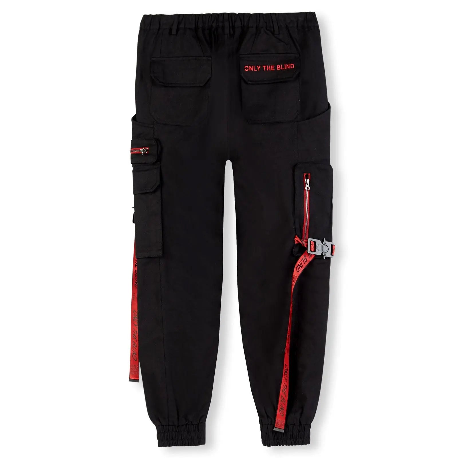 Black/Red Strapped Cargo Bottoms