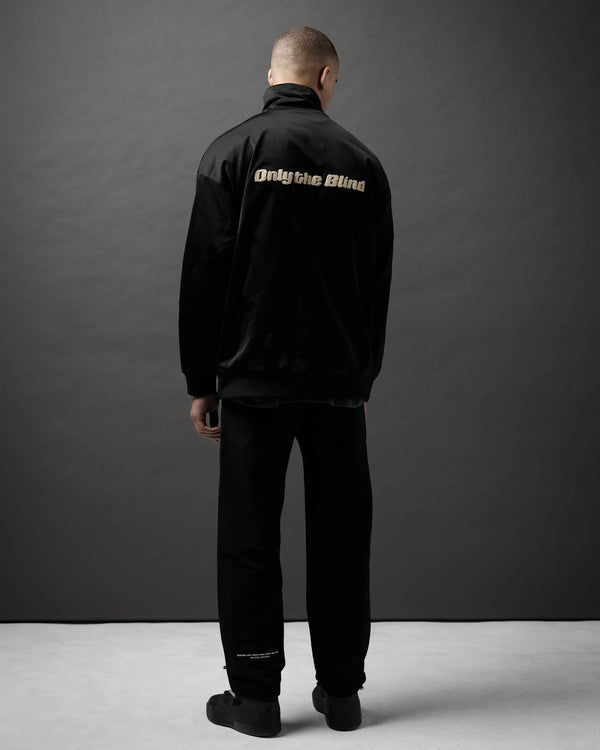 Black Textured Nylon Joggers