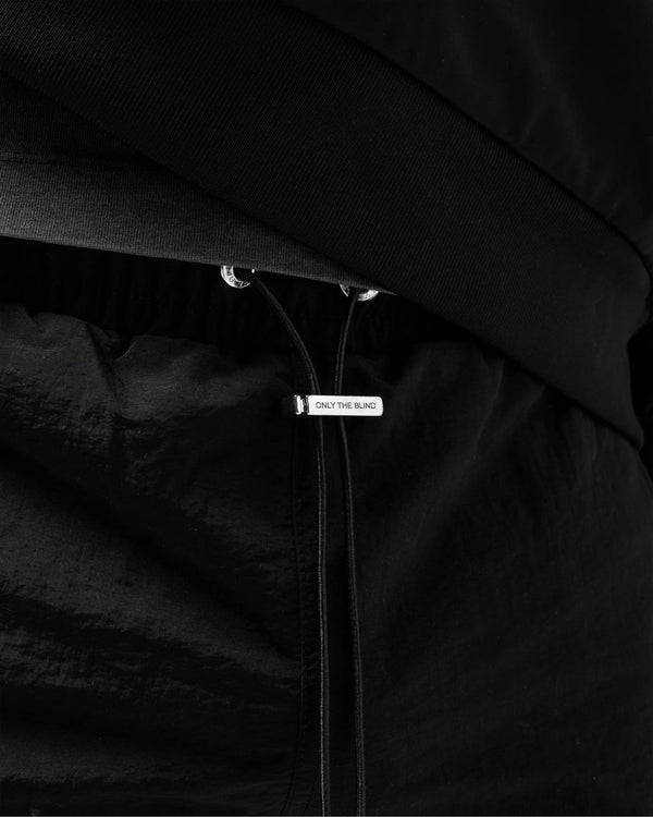 Black Textured Nylon Joggers