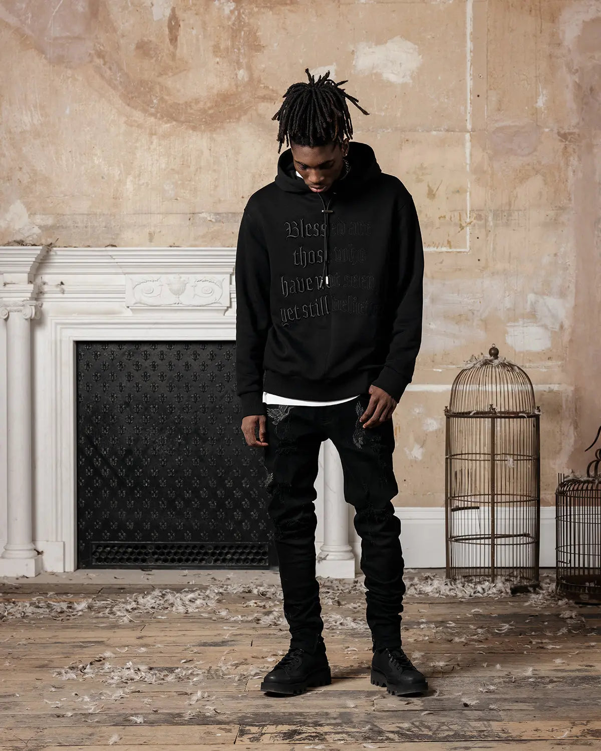 BLACK SPLIT STATEMENT HOODIE