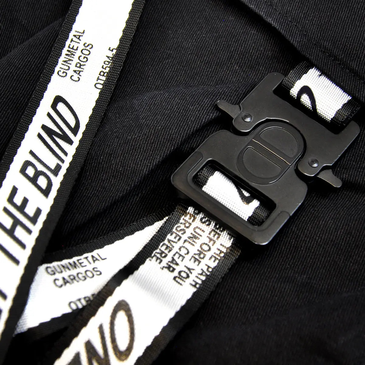 Black/White Strapped Cargo Bottoms